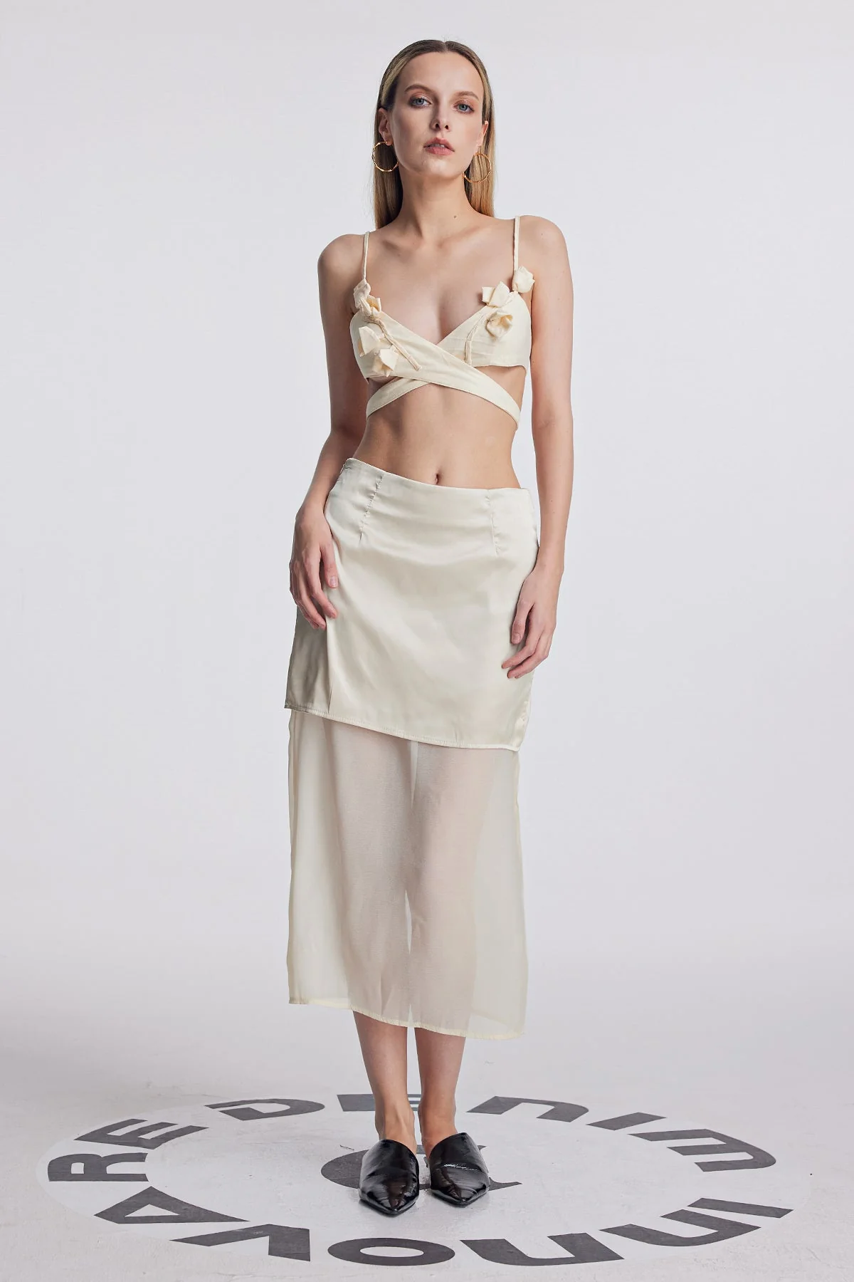 Floral Lace Cross Front Womens Top