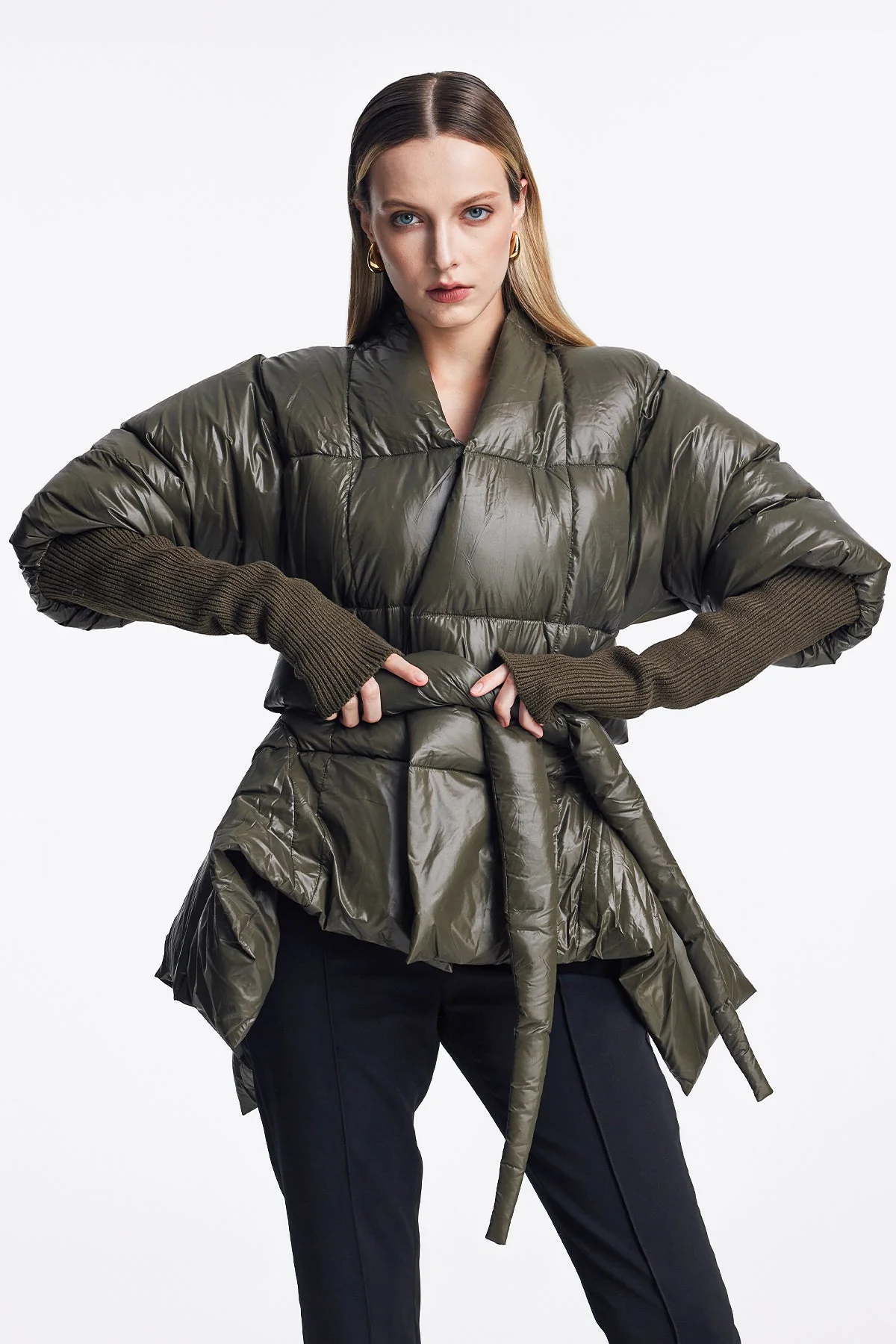 Green Asymmetric Lace-Up Jacket for Stylish Outfits