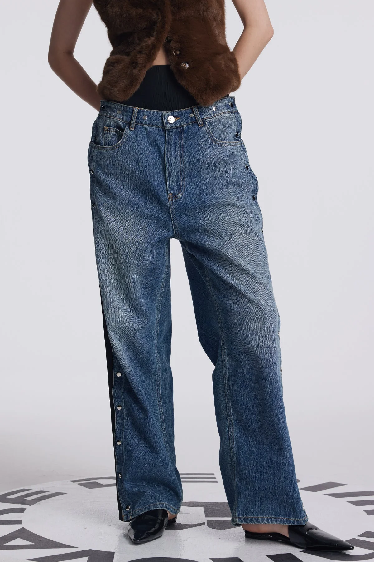 Button High Rise Denim Jeans - Urban Edge Style
