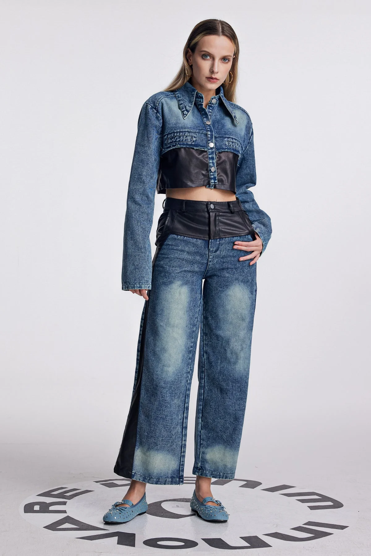 Stylish Fringe Denim Pants Set in Blue | Clearance Sale