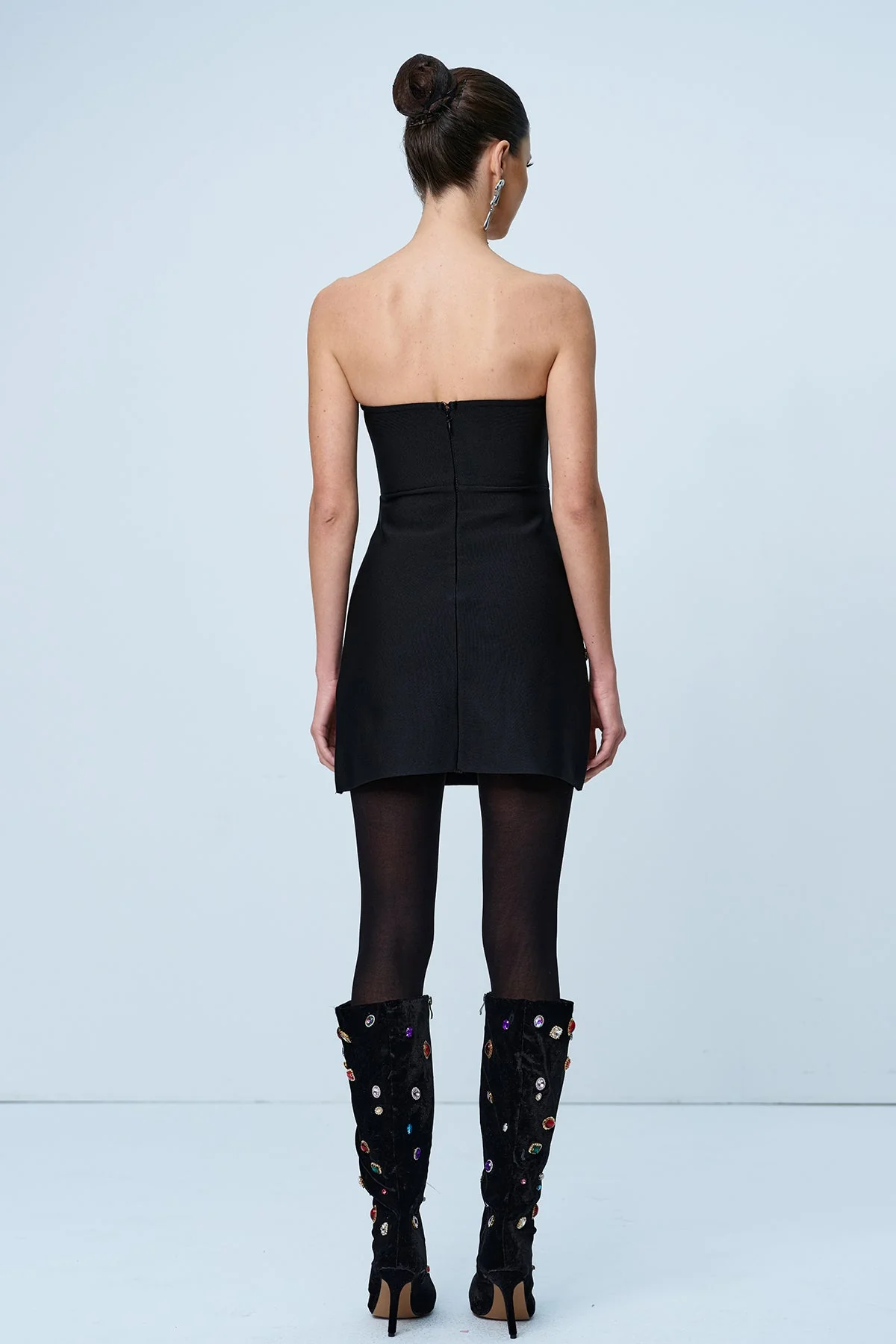 Gray Rhinestone Bodycon Mini Dress