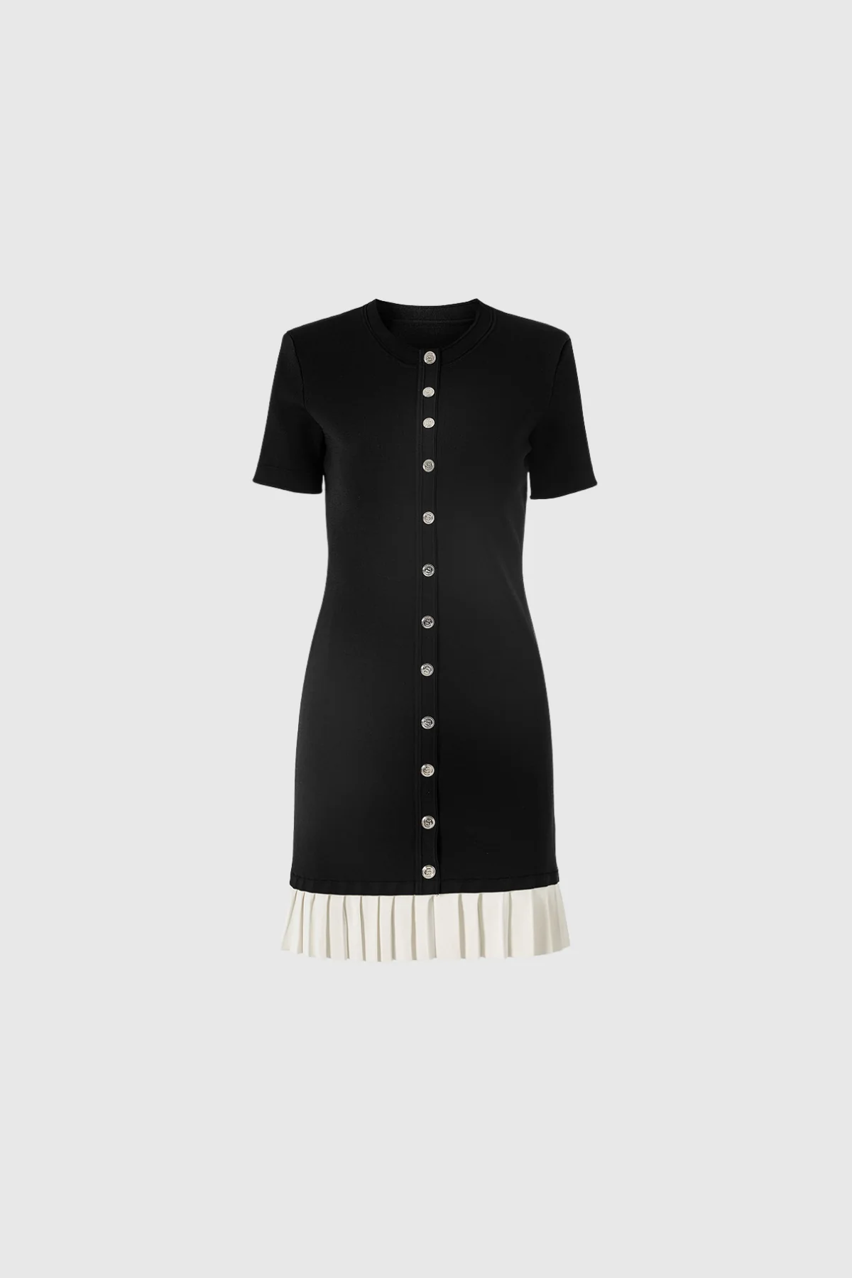 Chic Black Button Ruffle Mini Dress