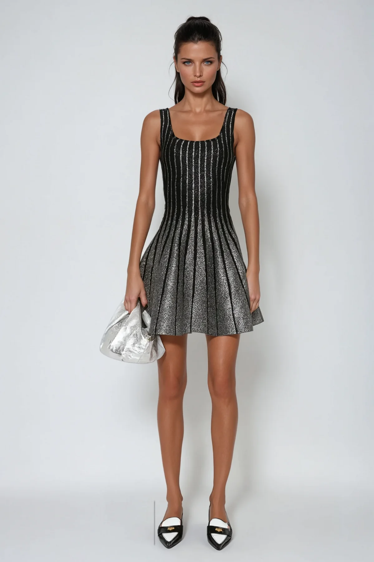 Chic Sleeveless Ruffle Striped Mini Dress