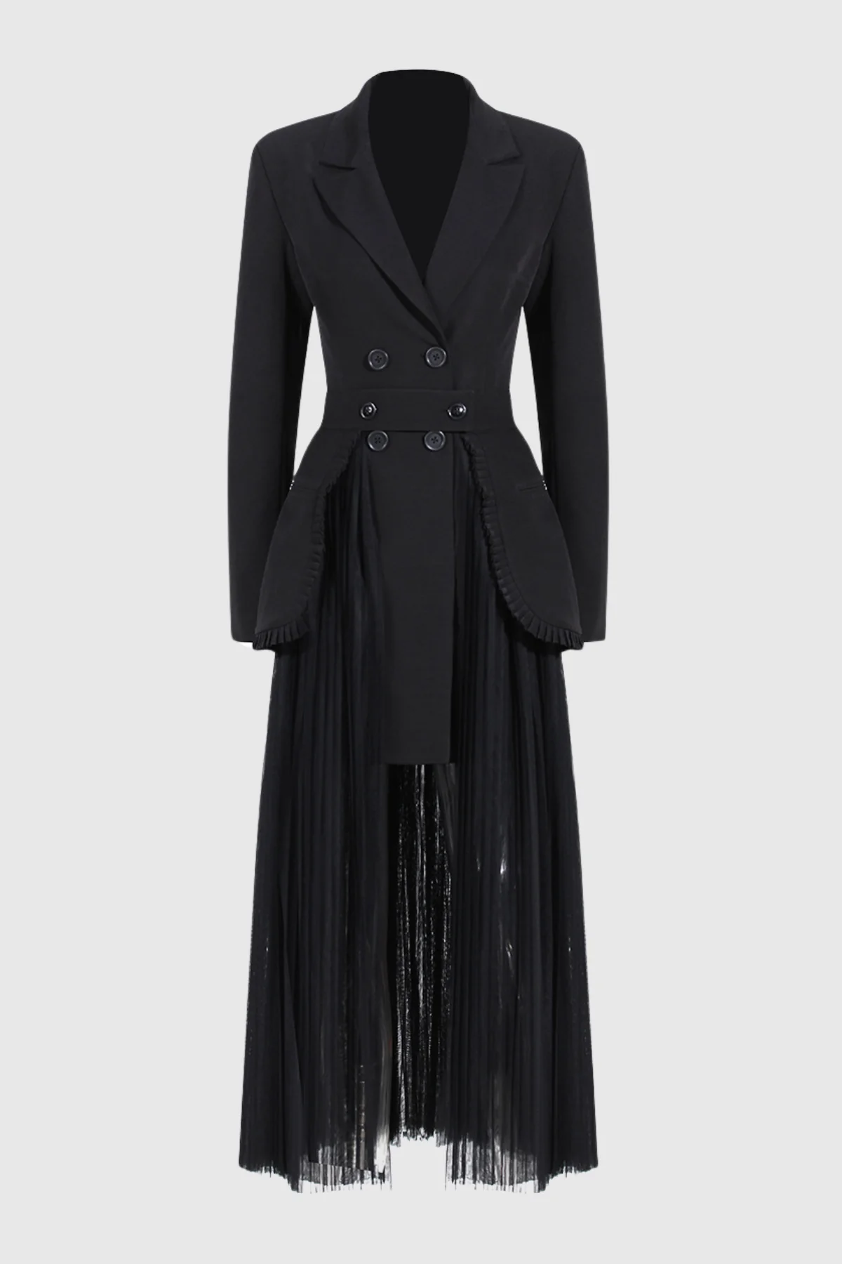 Black Mesh Maxi Skirt Set for Daring Elegance