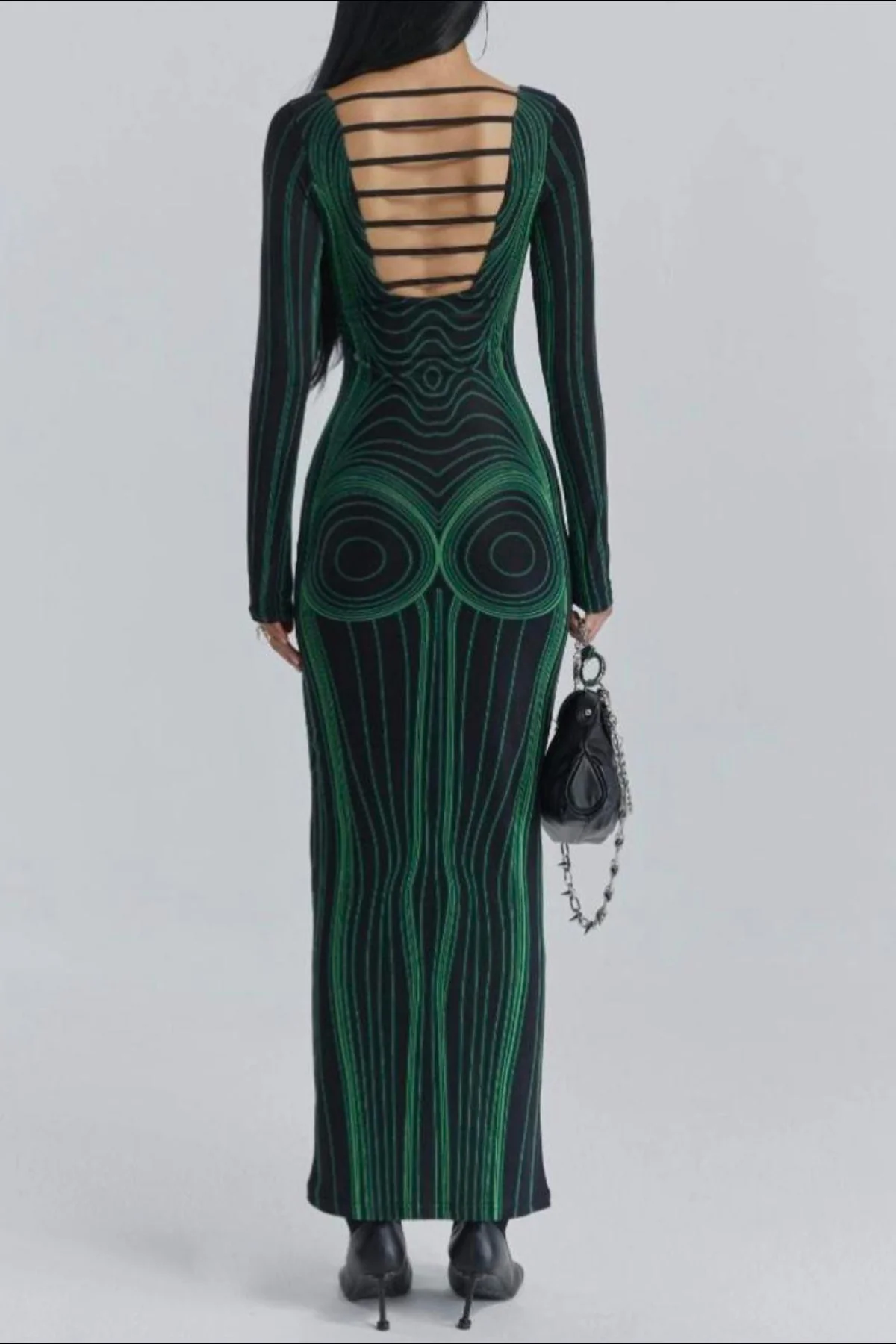 Elegant Black & Green Maxi Dress