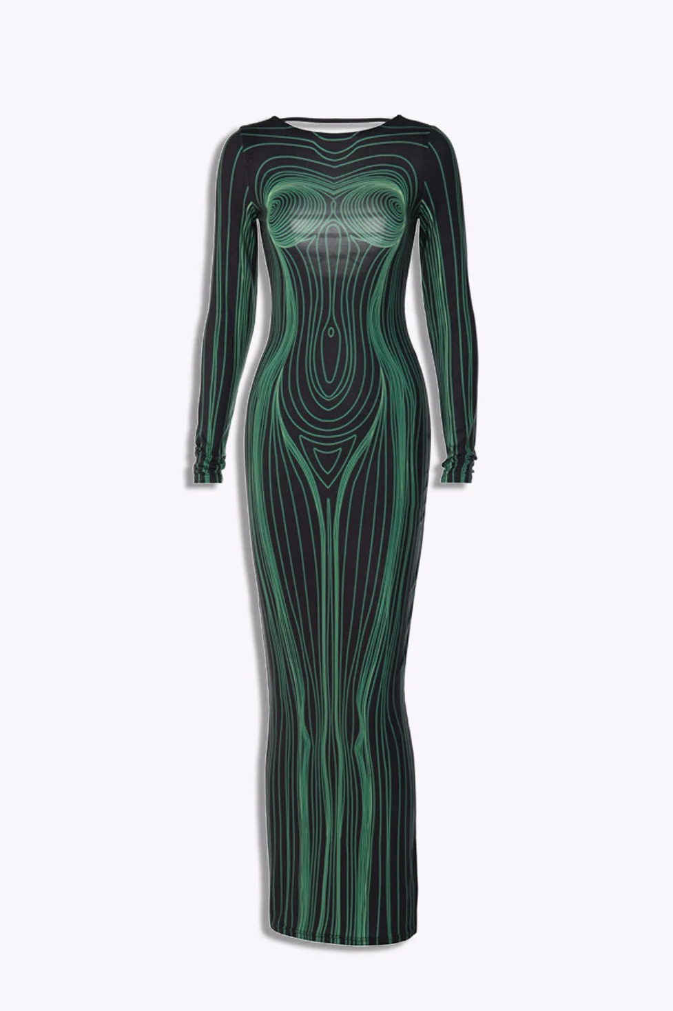 Elegant Black & Green Maxi Dress