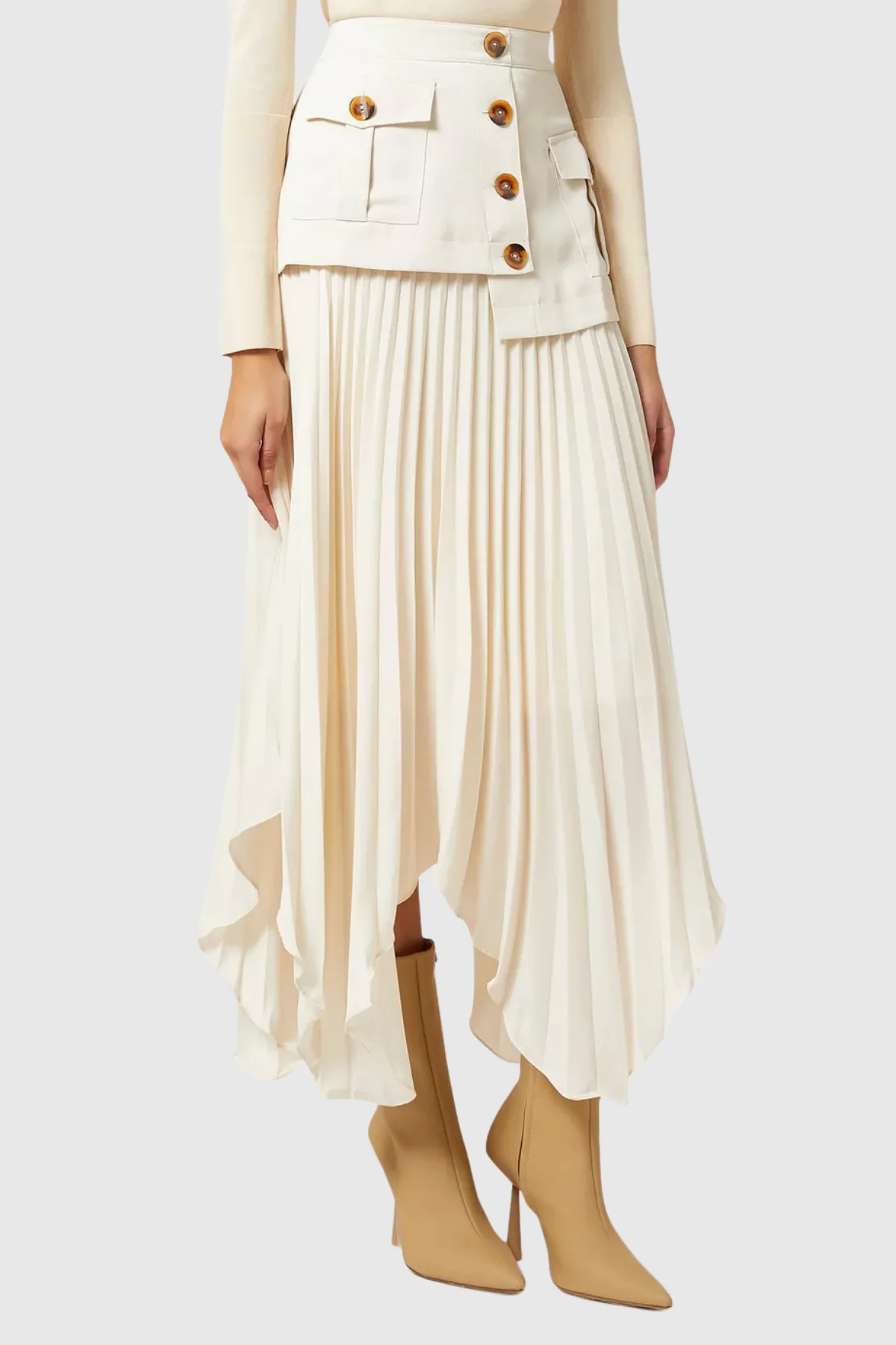 Apricot Mesh Ruched Skirt - Elegant & Stylish Design