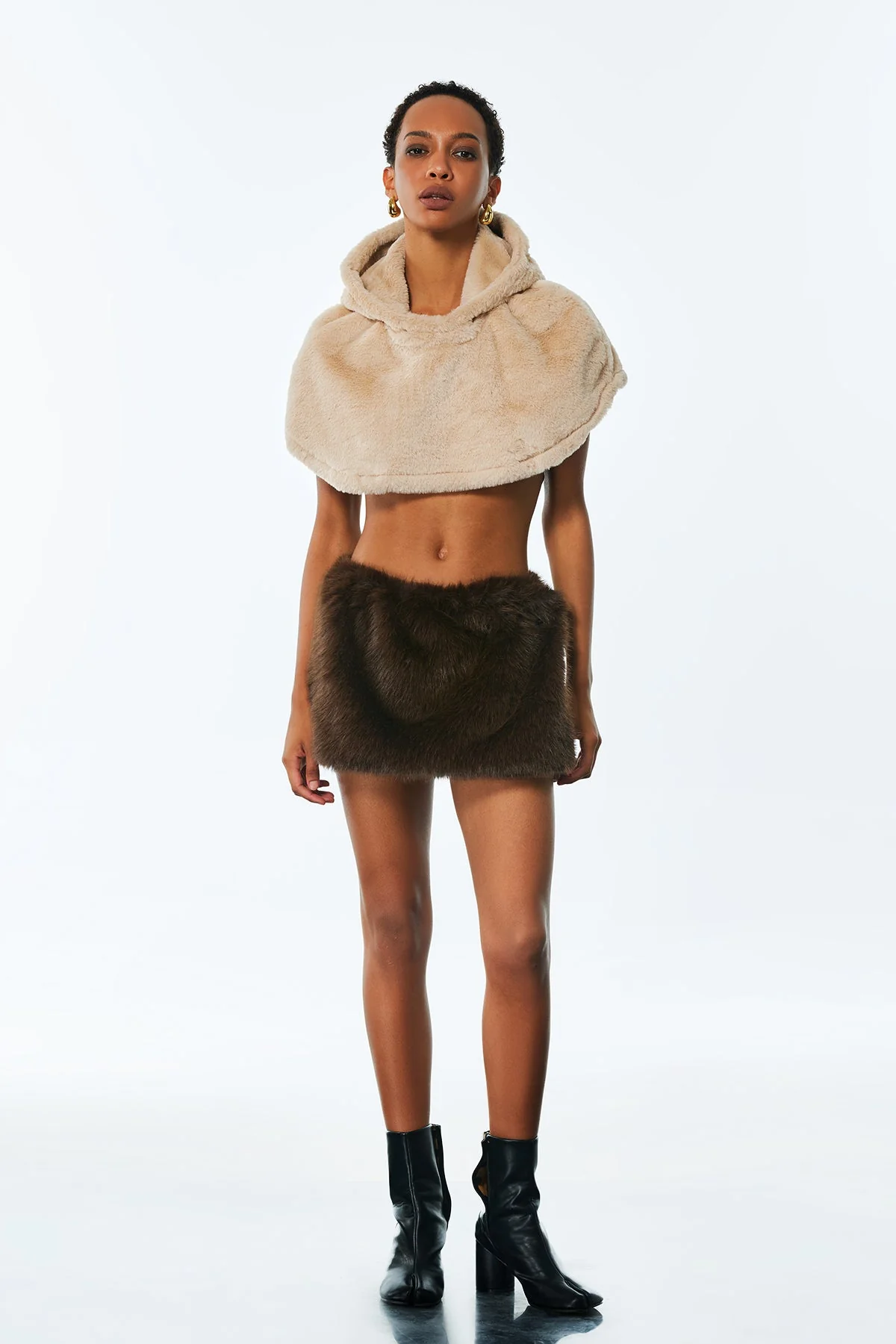 Luxurious Brown Faux Fur Short Skirt