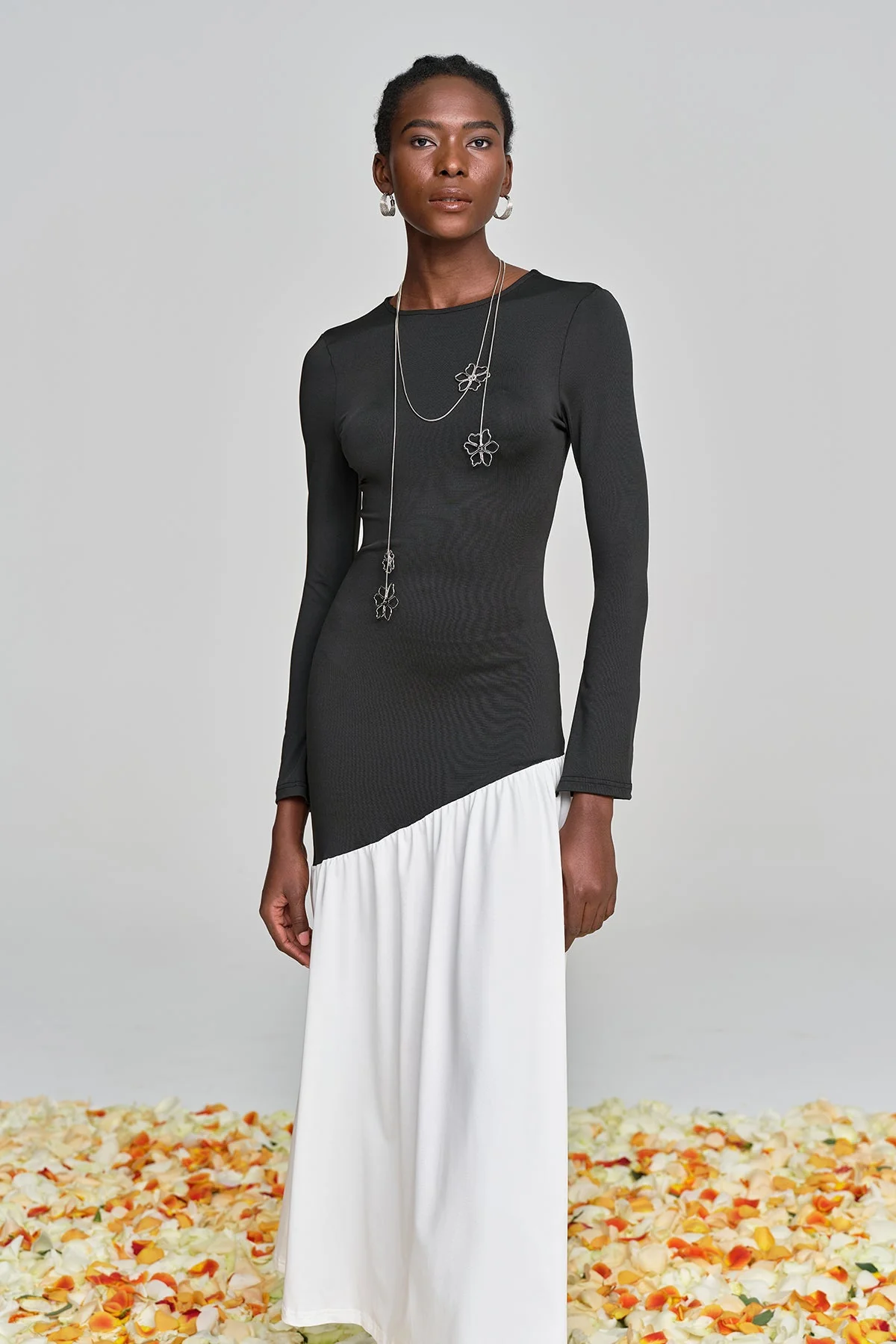 Black Deconstructed Ruched Bodycon Maxi Dress