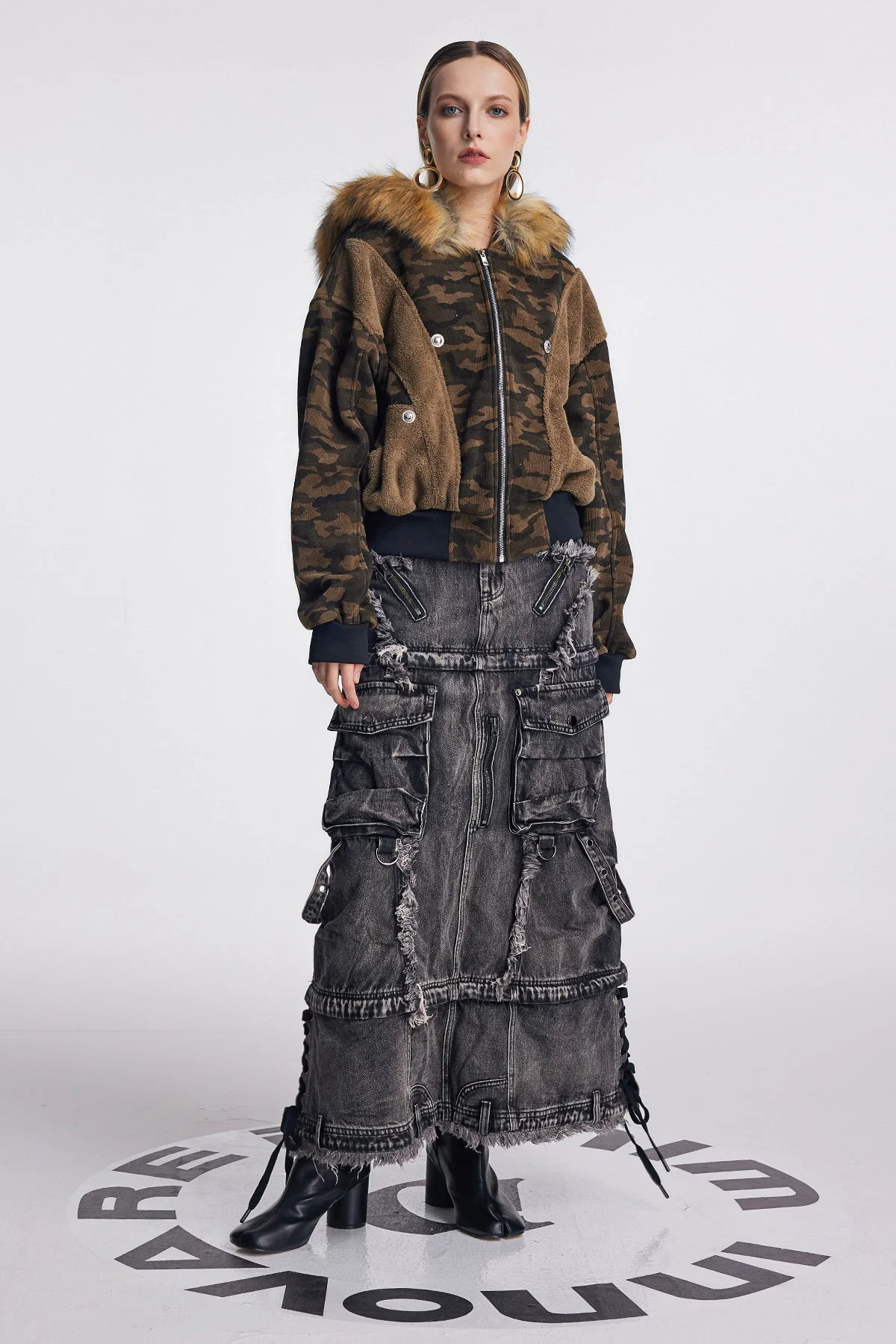 Brown Camouflage Hooded Jacket for Outdoor Enthusiasts