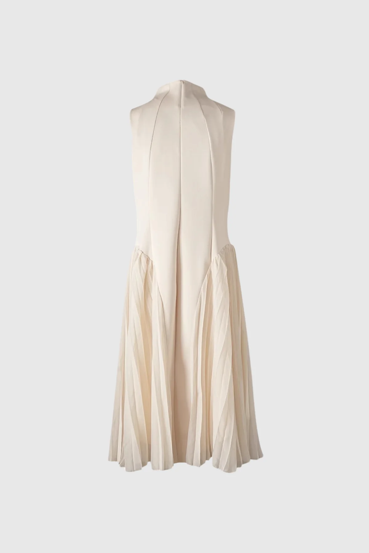 Chic Beige Ruched Midi Dress