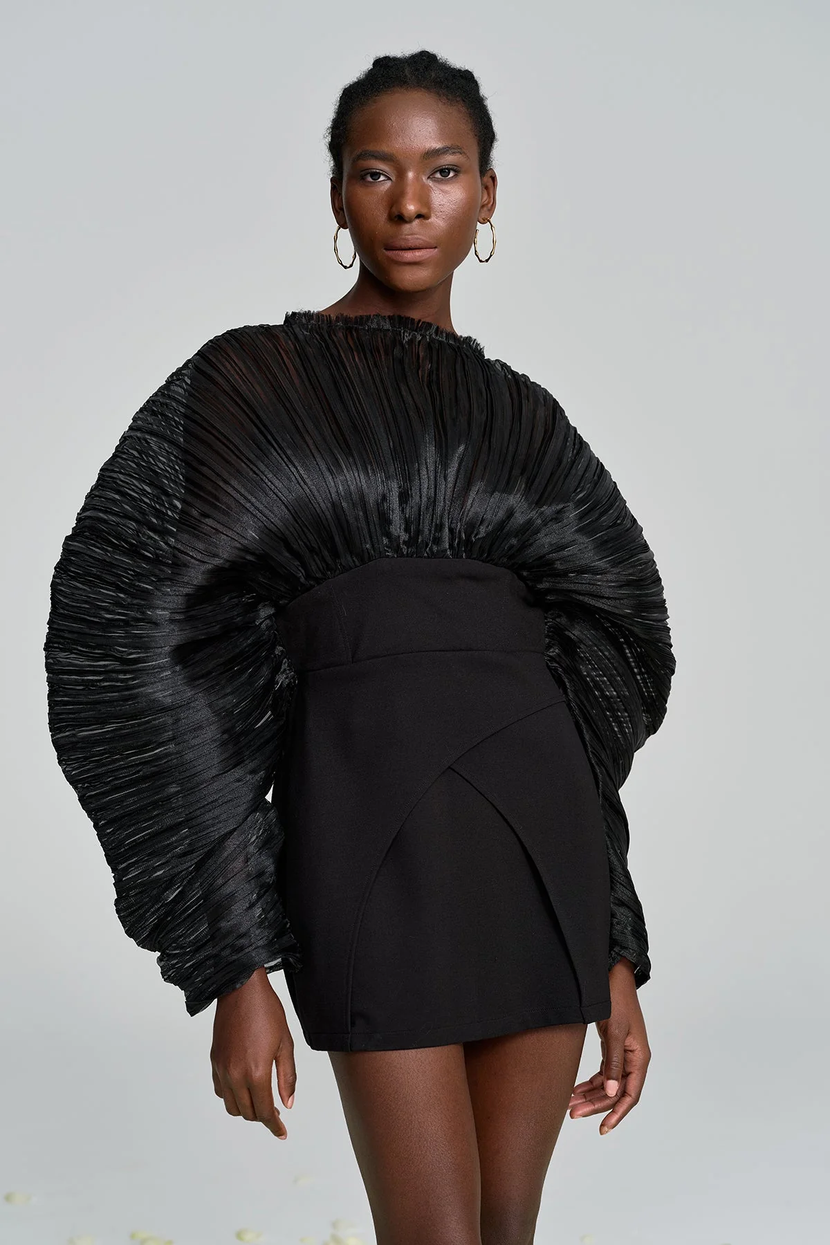 Chic Mesh Ruched Mini Dress in Black - Elegant & Stylish