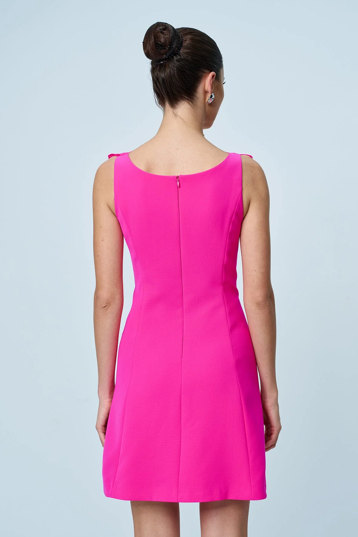 Pink Bow Sleeveless Mini Dress - Elegant & Sophisticated Design