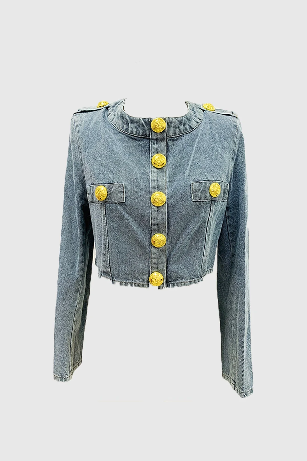 Blue Cropped Denim Jacket for Adventurous Statements