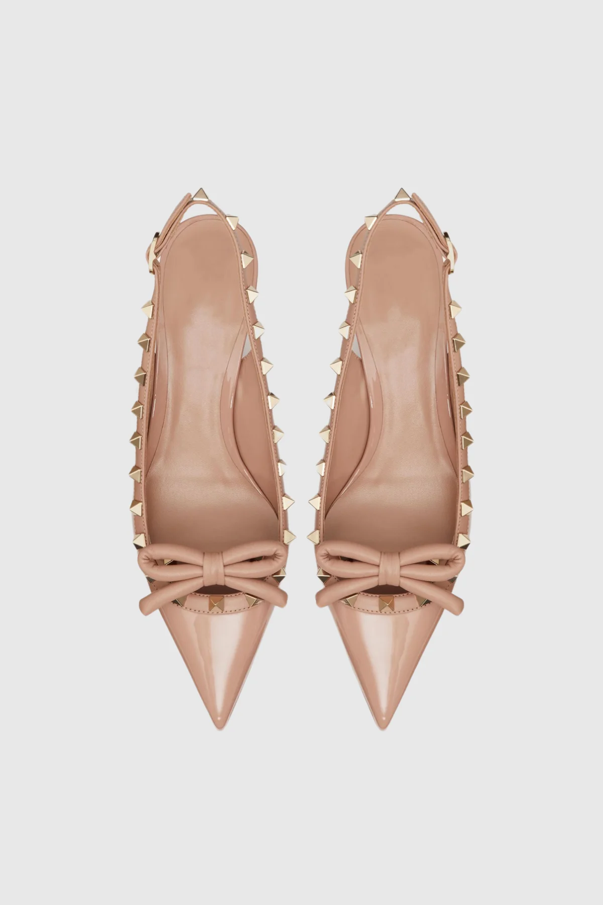 Pink Studded Bow Flats - Elegant Pointed Toe Shoes