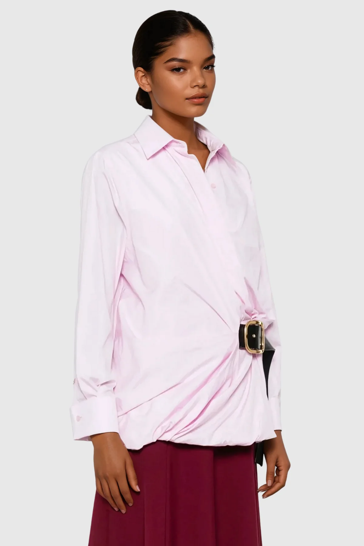 Chic Pink Ruched Shirt for Stylish Women