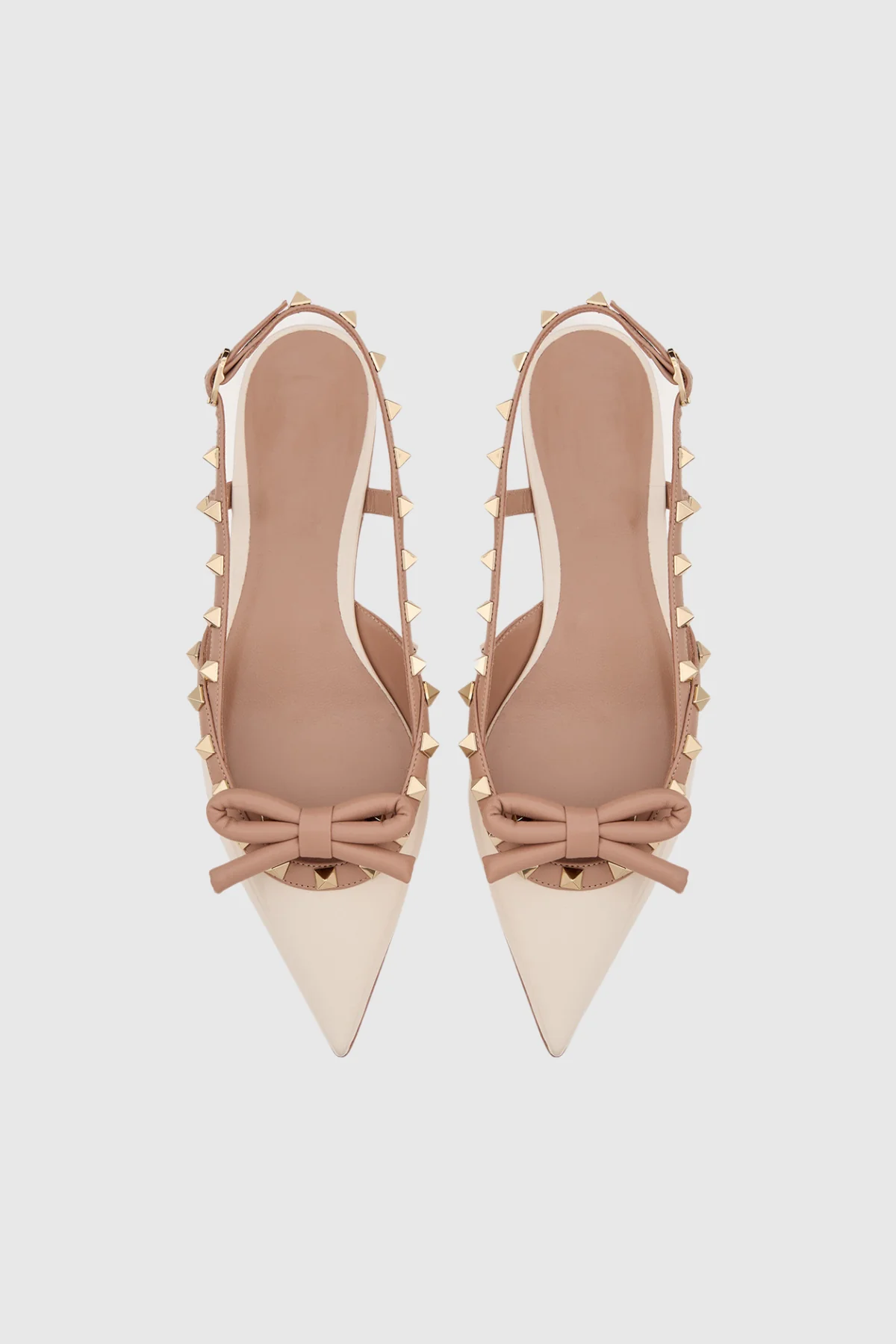Chic Studded Bow Apricot Flats