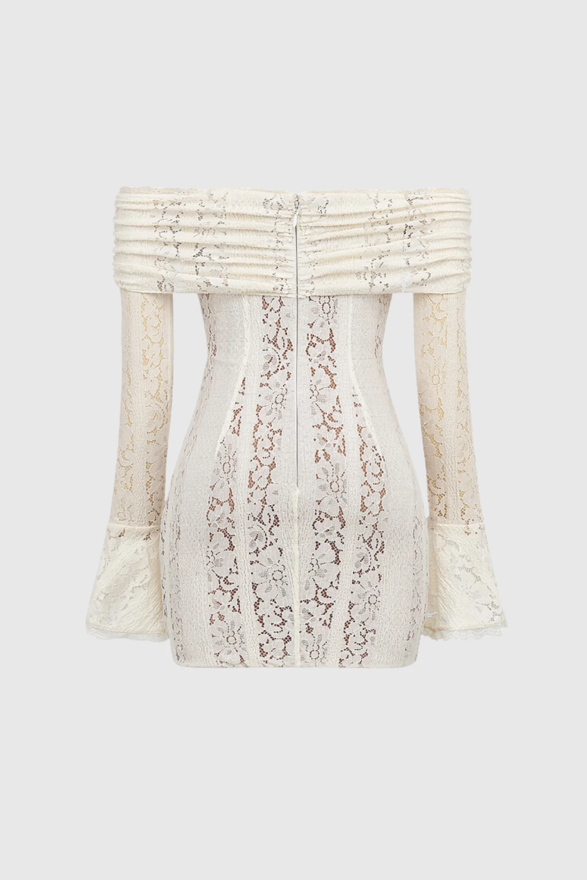White Lace Off Shoulder Cutout Mini Dress