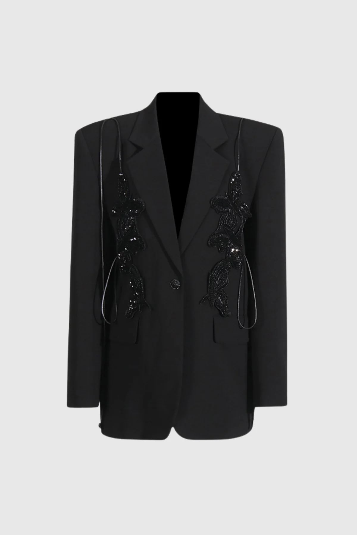 Elegant Black Butterfly Lapel Blazer