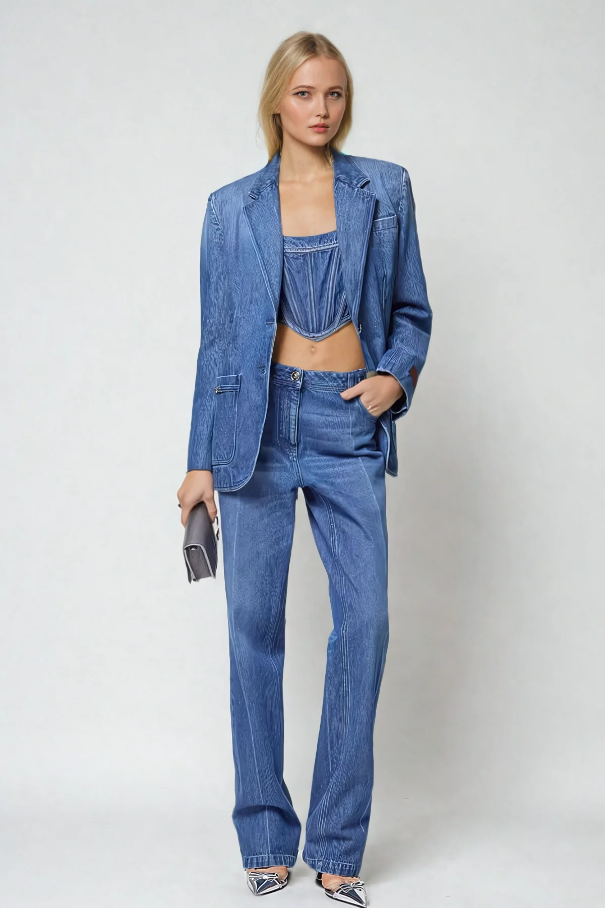 Denim Corset Spaghetti Top for Women