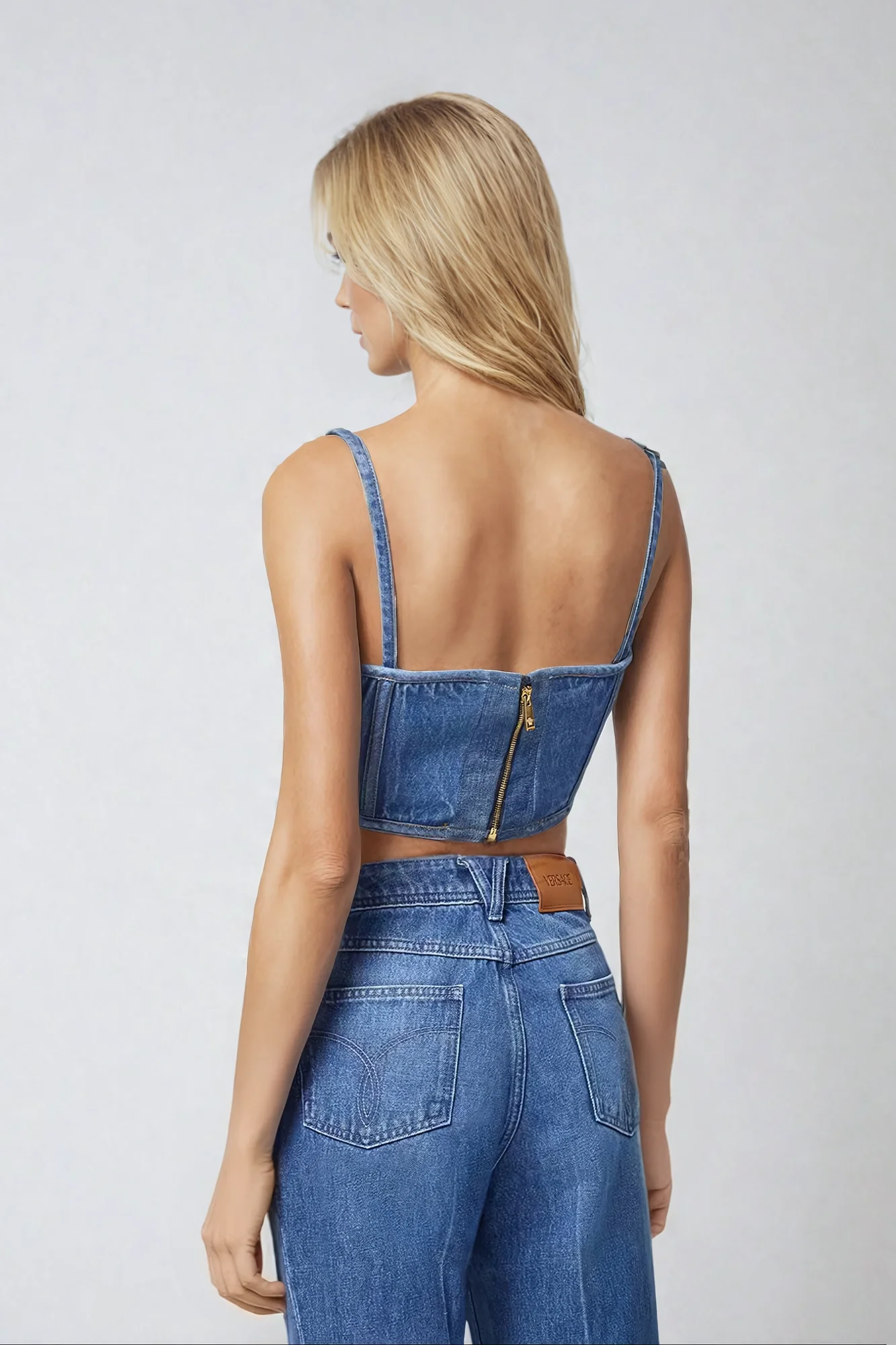 Denim Corset Spaghetti Top for Women