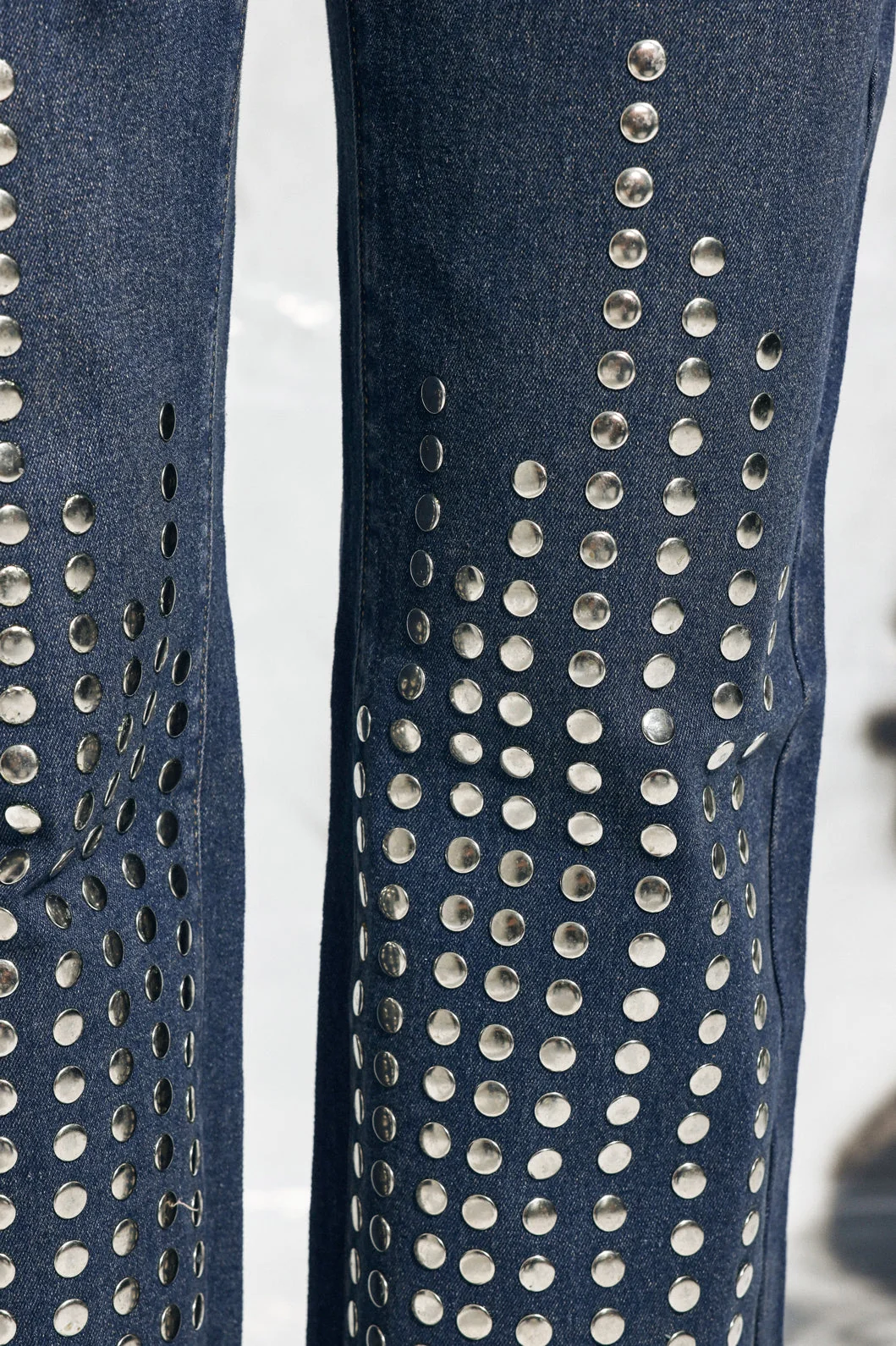 Studded Lace Up Denim Jeans in Blue | Clearance Sale