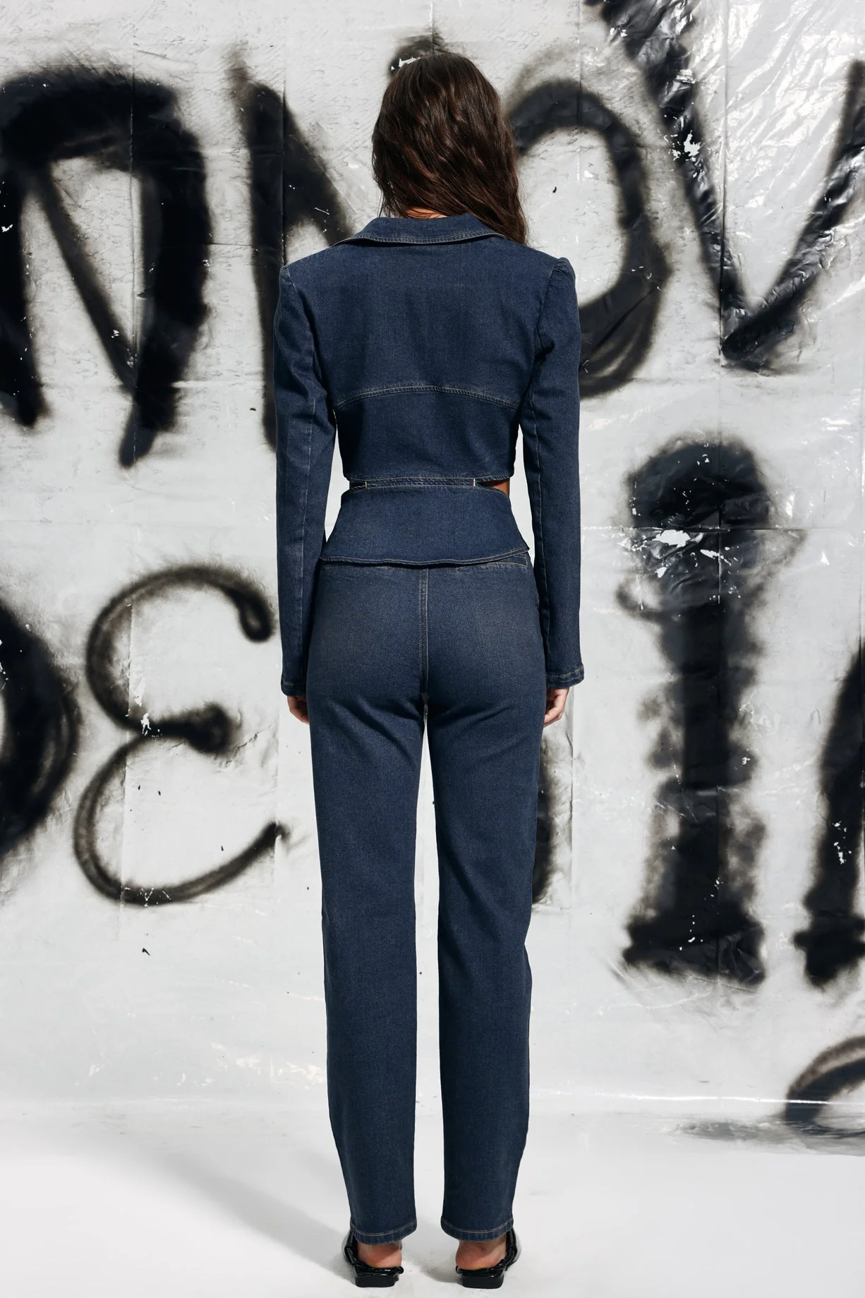 Studded Lace Up Denim Jeans in Blue | Clearance Sale