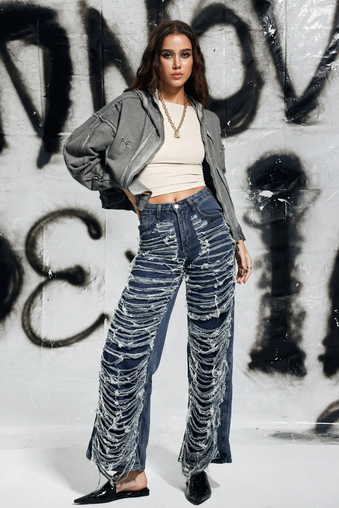 Striped Hooded Jacket in Grey - Urban Edge Style