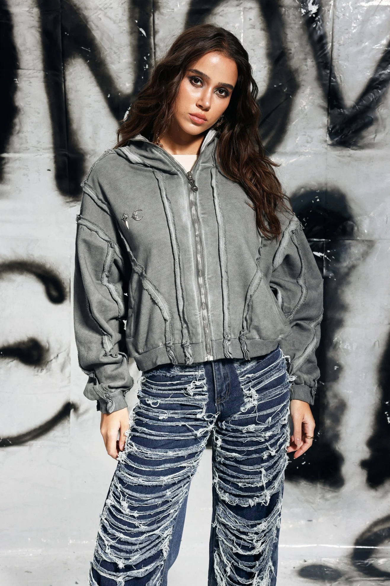 Striped Hooded Jacket in Grey - Urban Edge Style