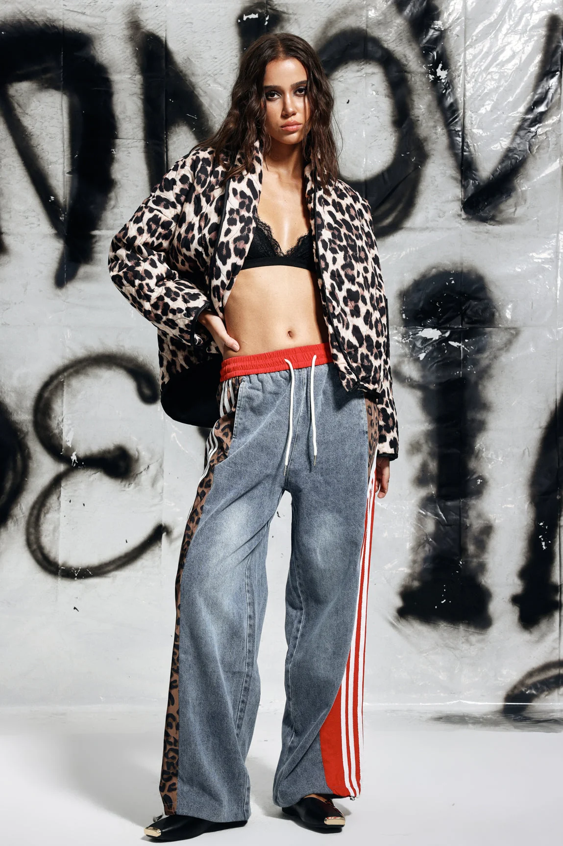 Leopard Print Cotton Jacket Black Stylish Womens Coat