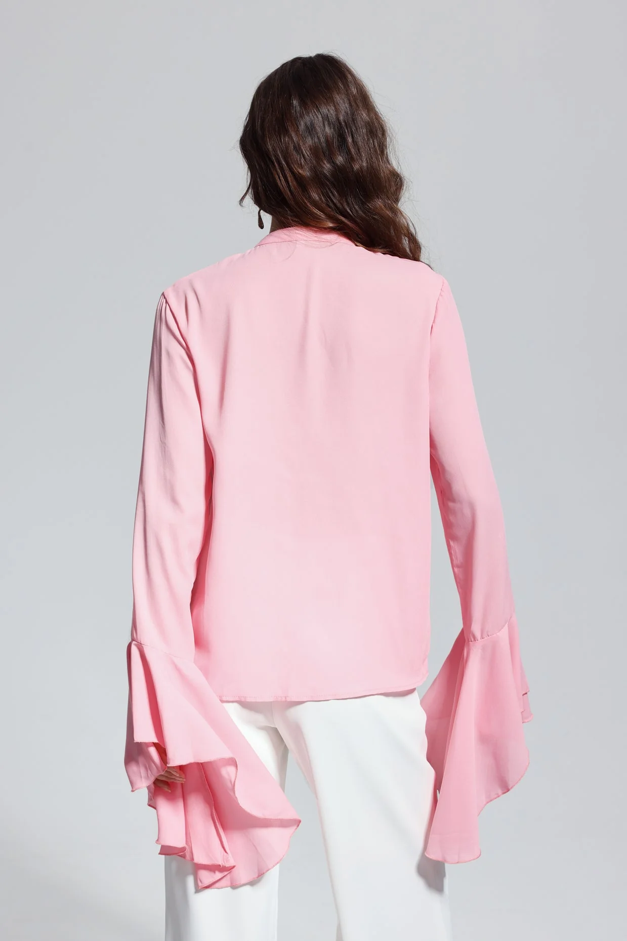 Pink Ruffle Asymmetric Top - Elegant Split Design
