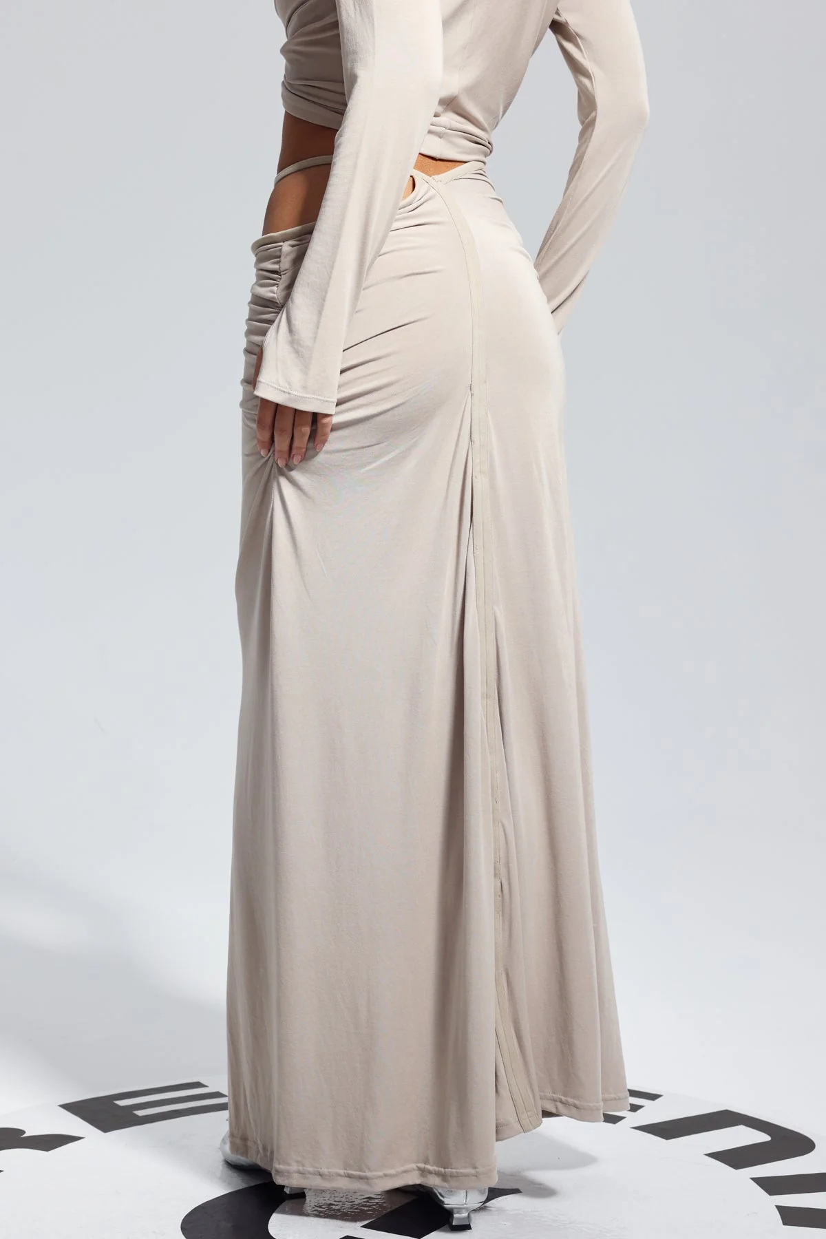 Apricot Ruch Cutout Bodycon Skirt - Elegant and Stylish Design