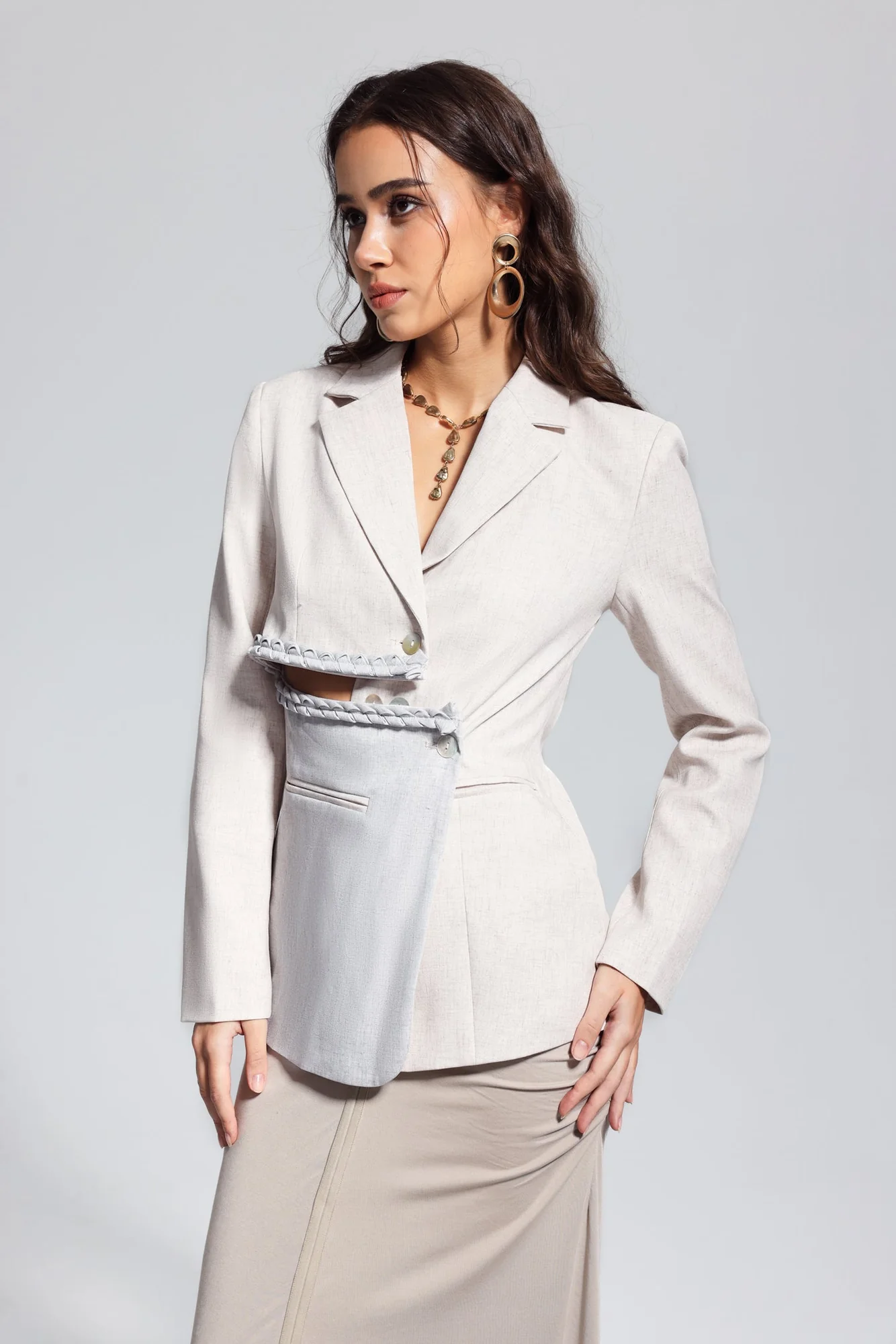 Asymmetric White Cutout Blazer - Modern Chic Style