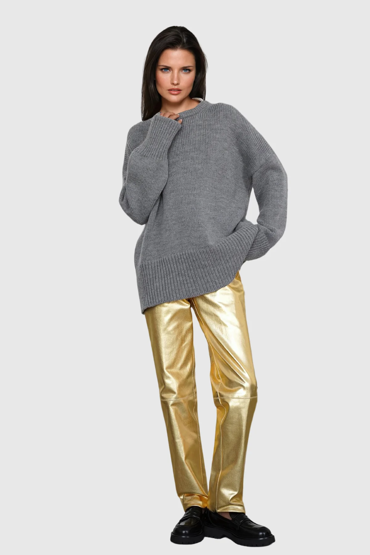 Shimmering Gold Metallic Pants - Tailored Fit for Polished Look