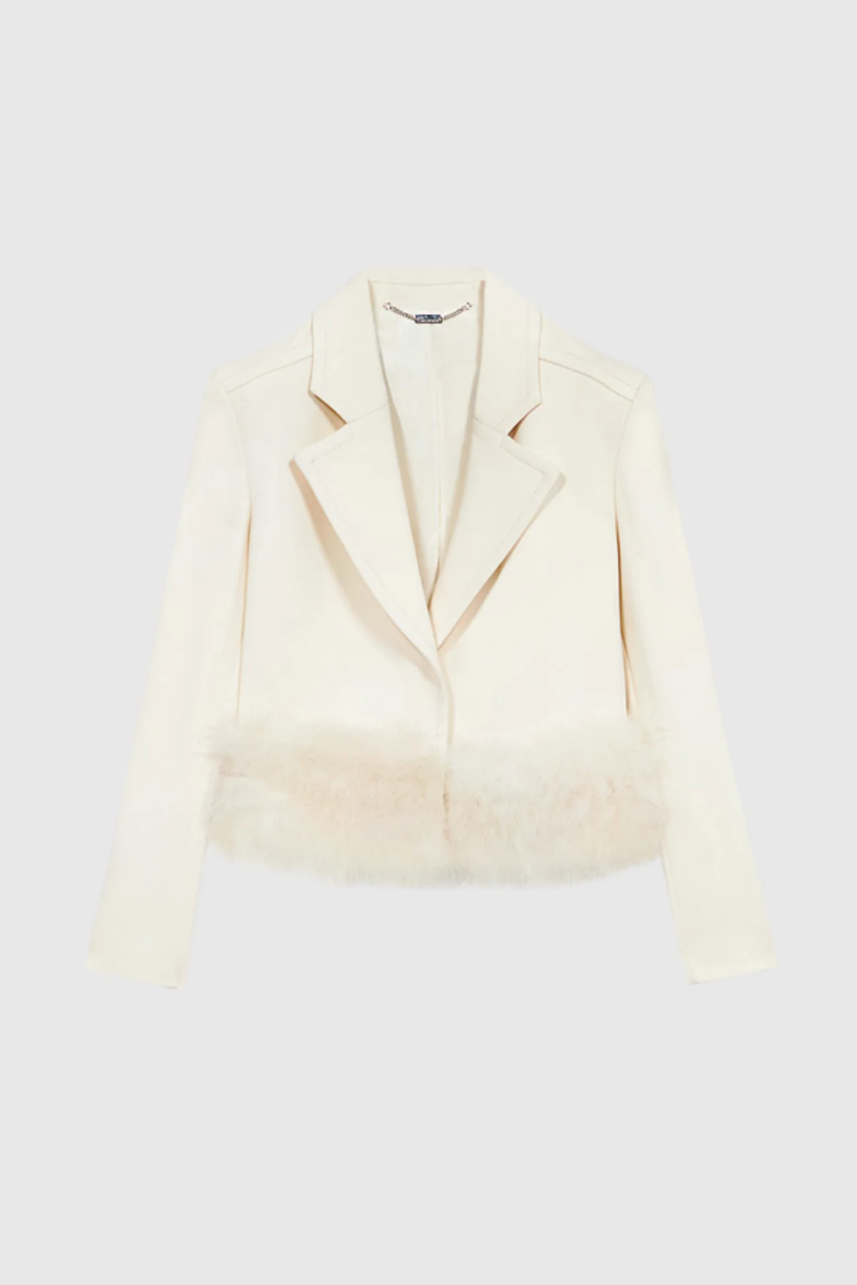 Elegant White Fur Lapel Blazer for Women