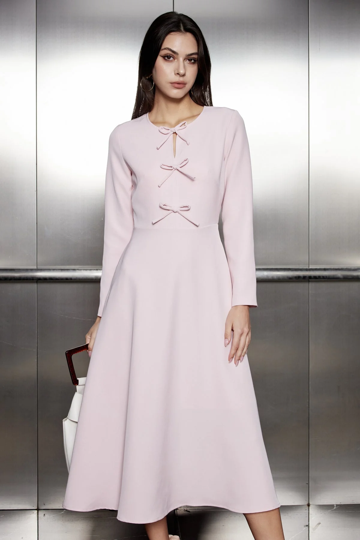 Pink Patchwork Ruffle Maxi Dress