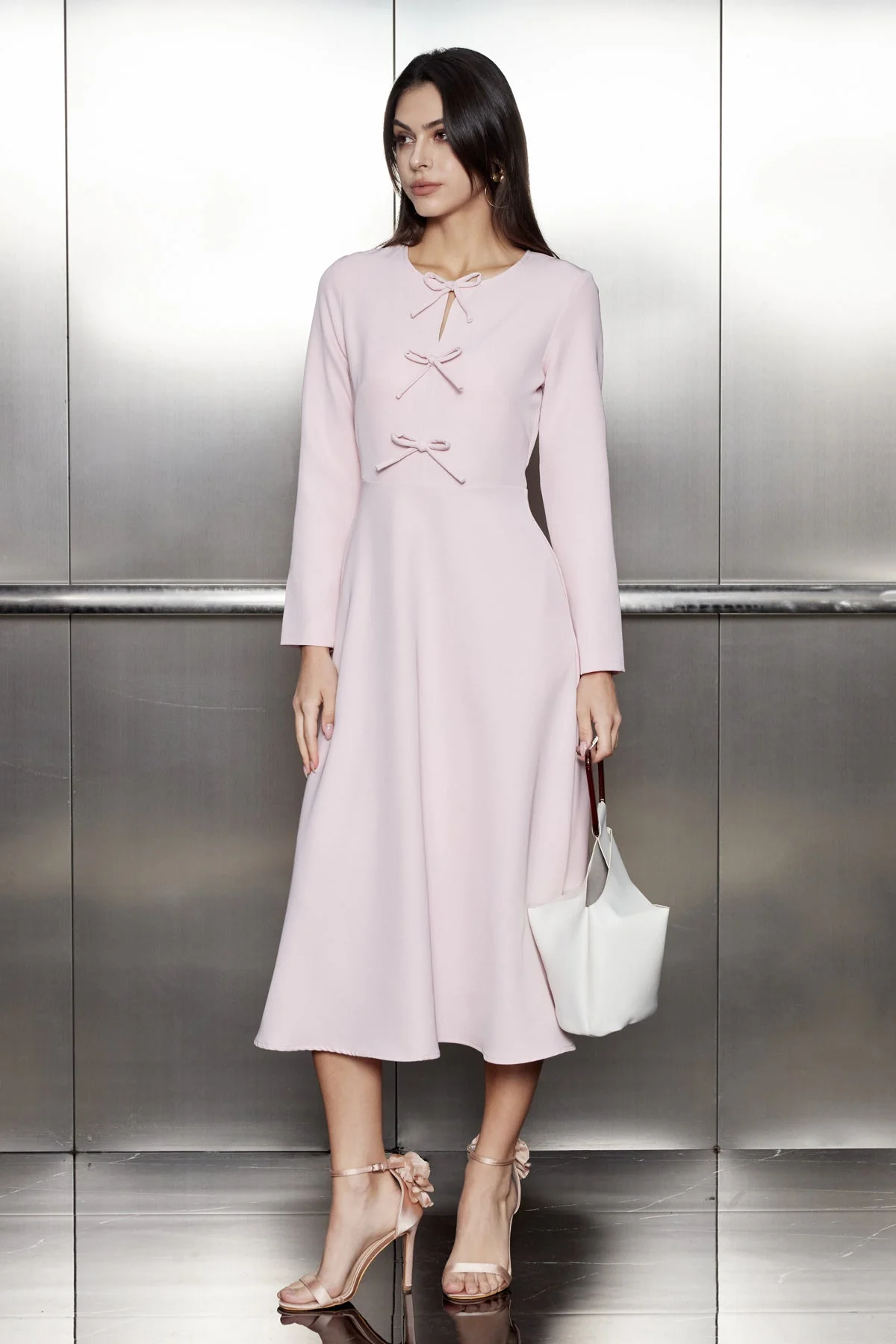 Pink Patchwork Ruffle Maxi Dress