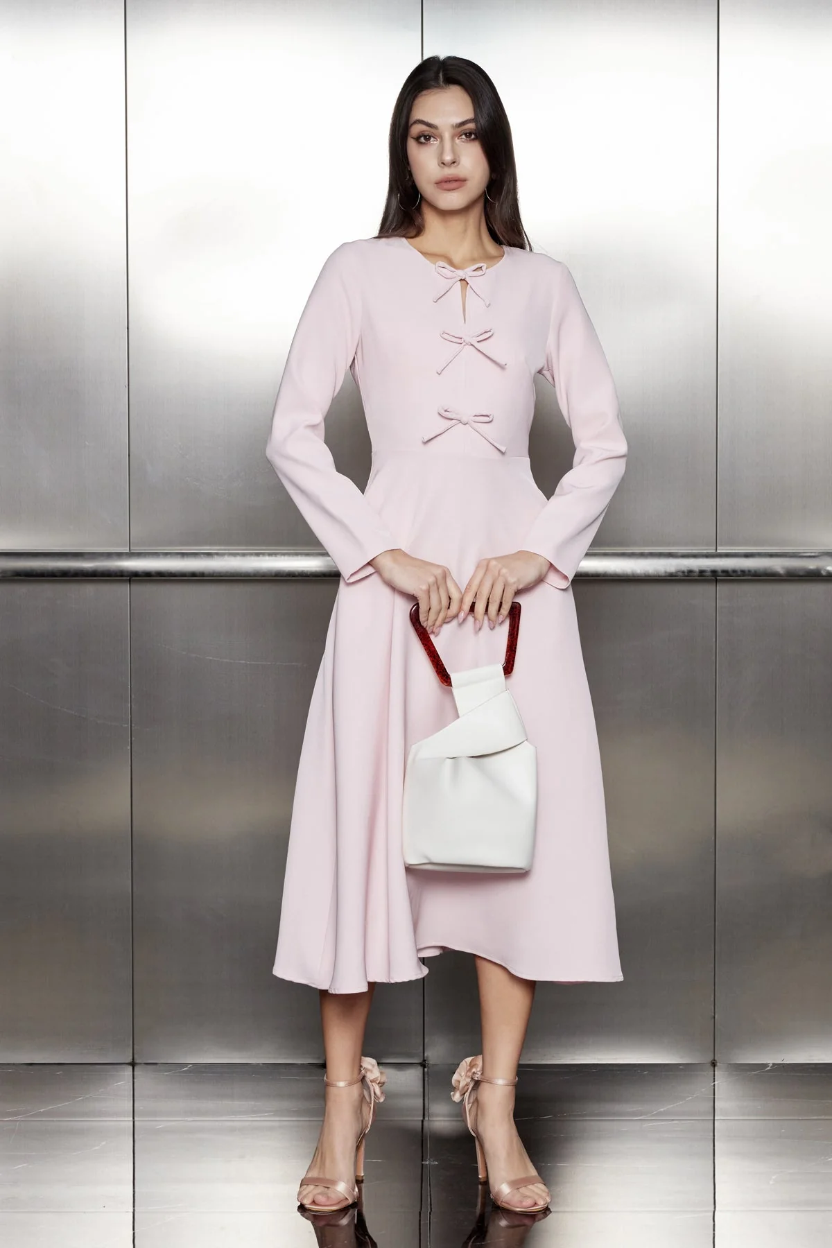 Pink Patchwork Ruffle Maxi Dress