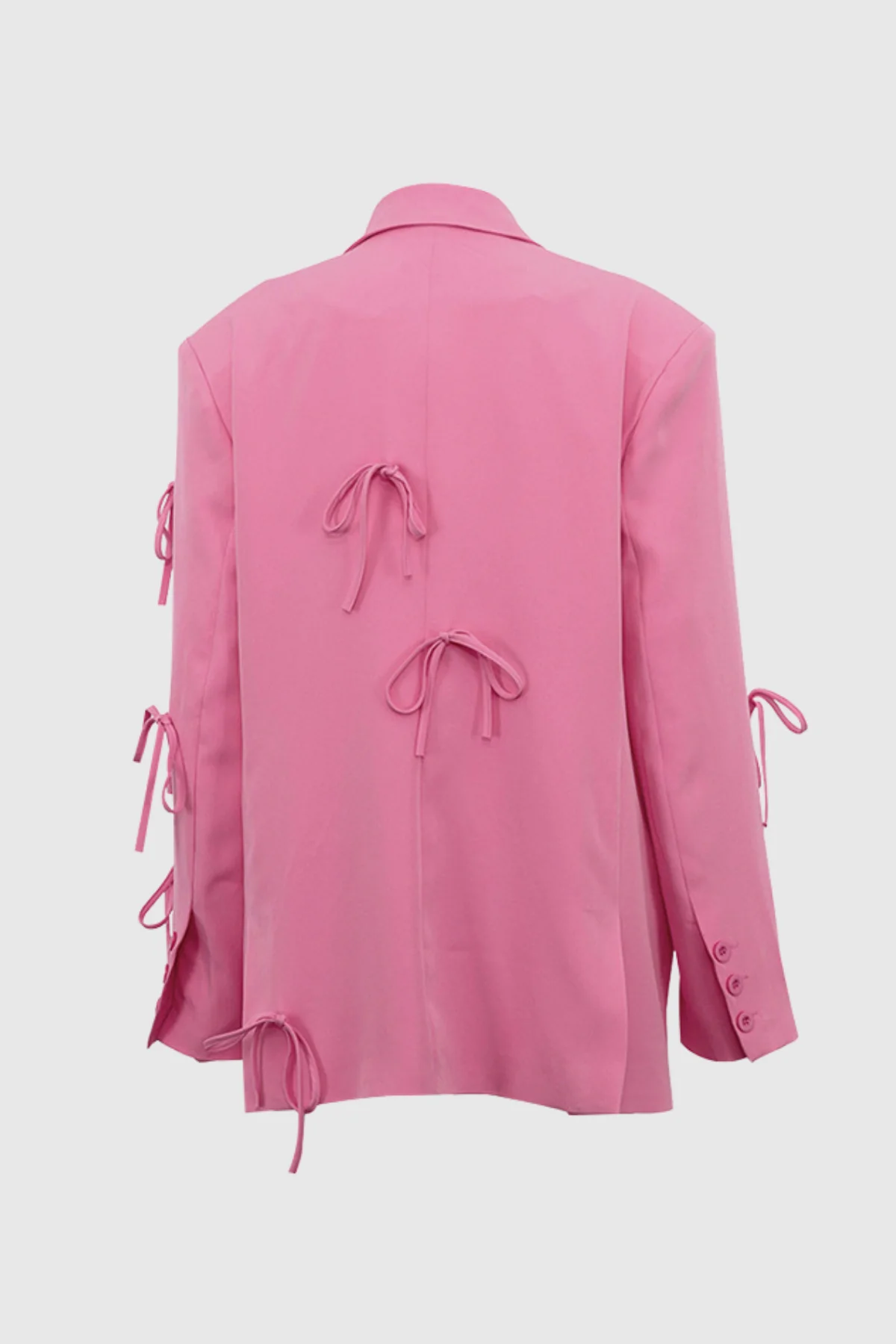 Pink Bow Lapel Blazer for Professional Attire