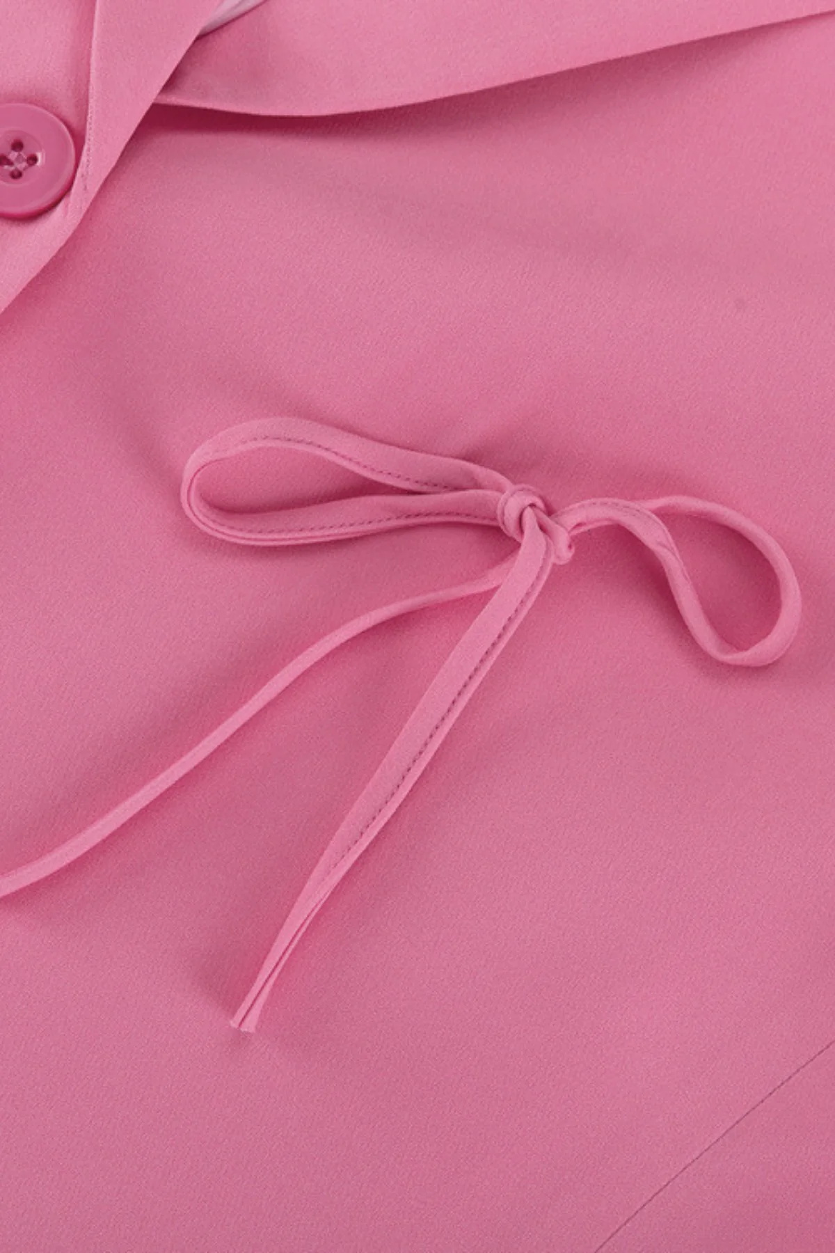 Pink Bow Lapel Blazer for Professional Attire