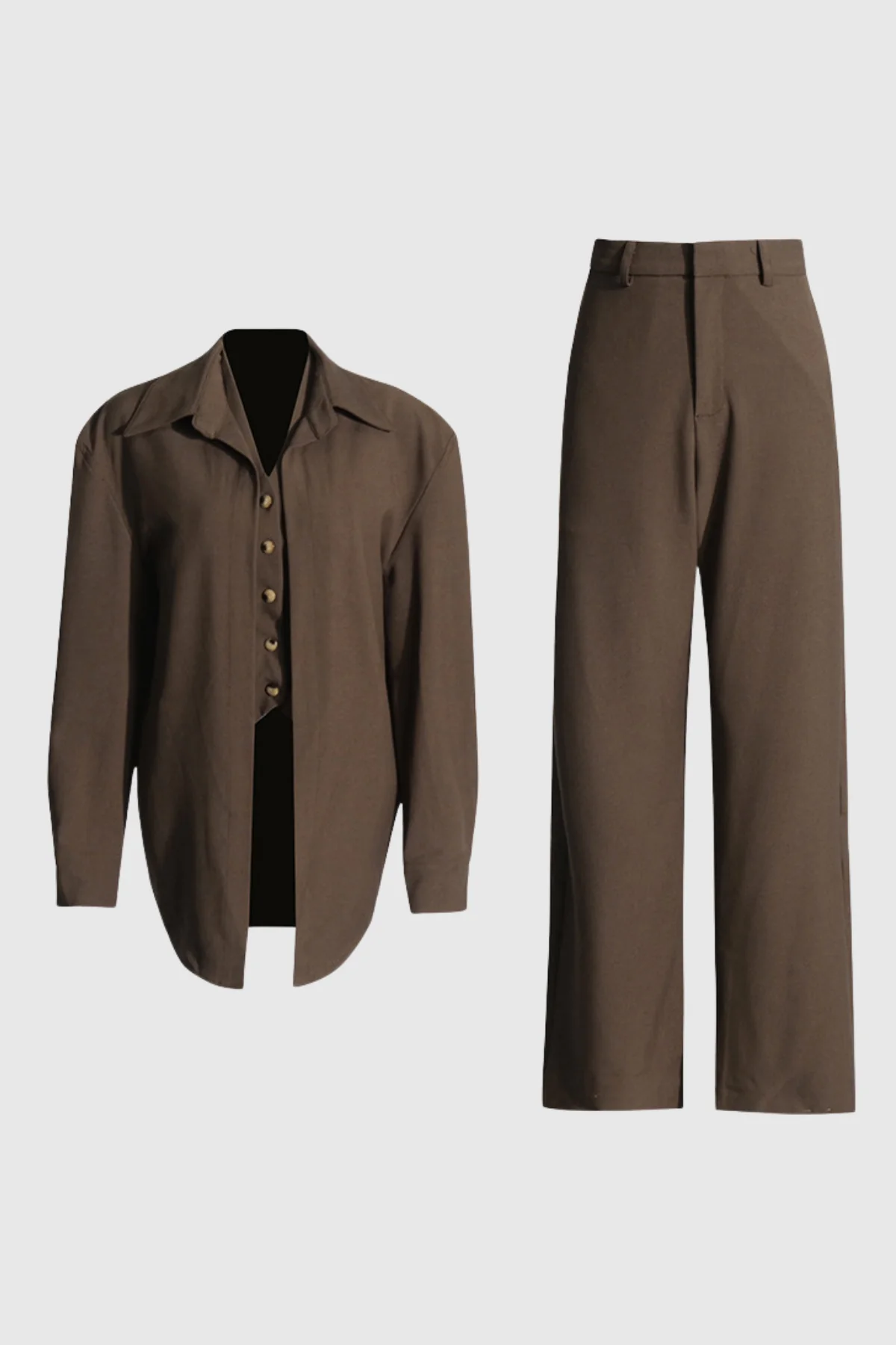 Brown Two-Piece Pants Set | Stylish and Versatile Design