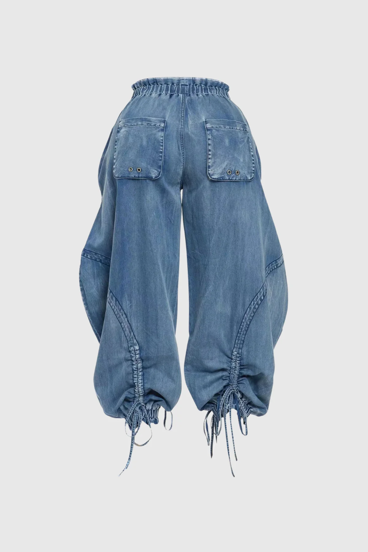 Lace-Up Drawstring Denim Jeans