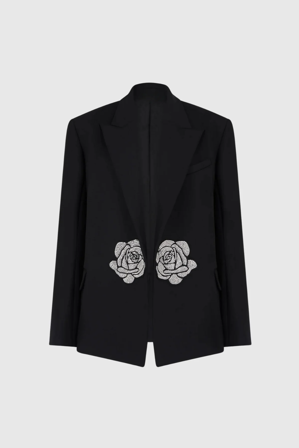 Floral Rhinestone Lace Up Blazer - Elegant Statement Piece