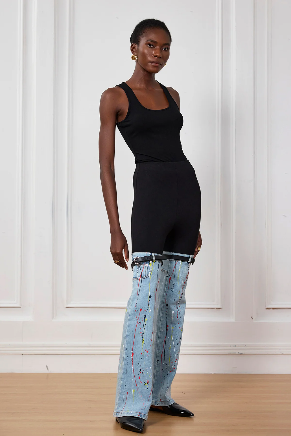 Color Patchwork Buckle Jeans for Stylish Wardrobe Upgrade