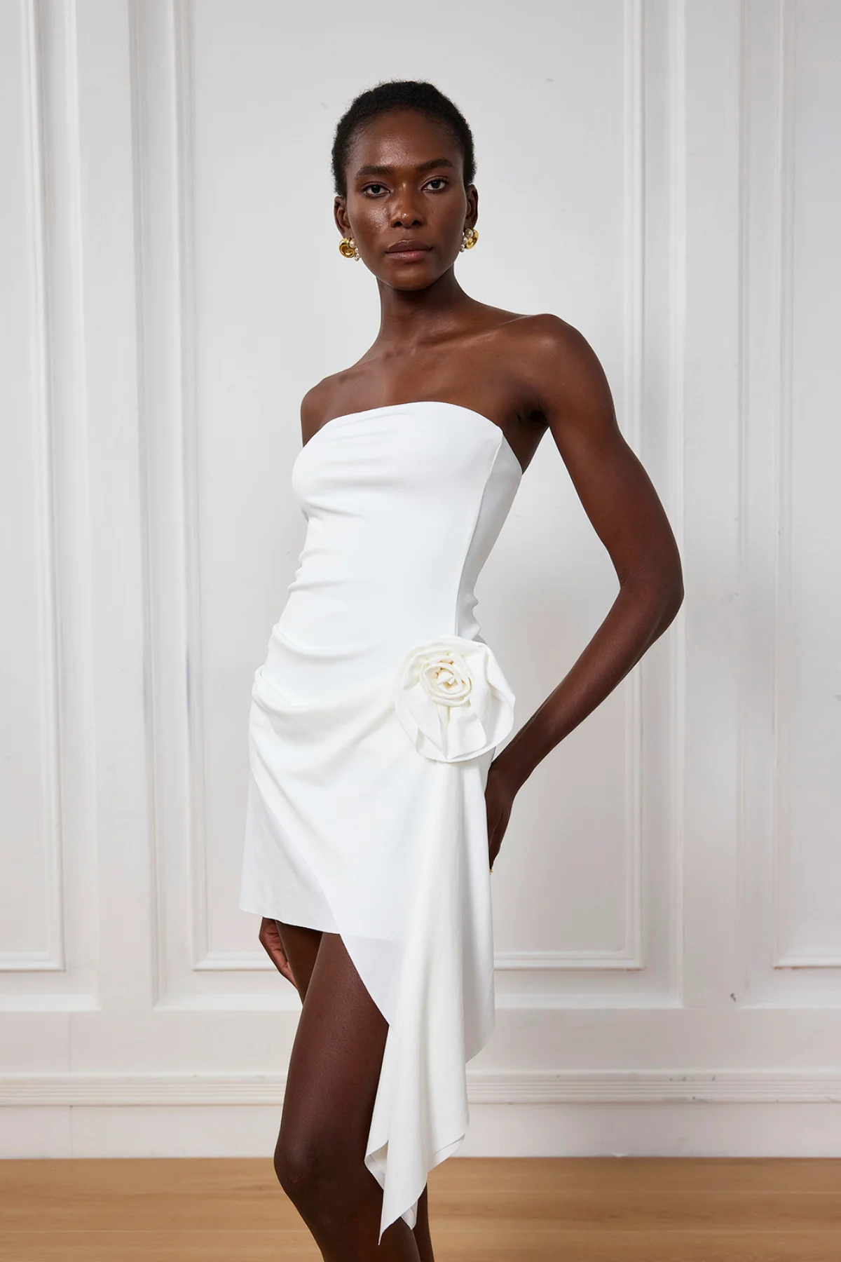 White Floral Off Shoulder Mini Dress