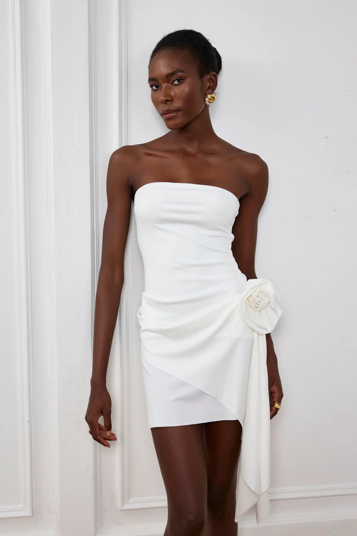 White Floral Off Shoulder Mini Dress