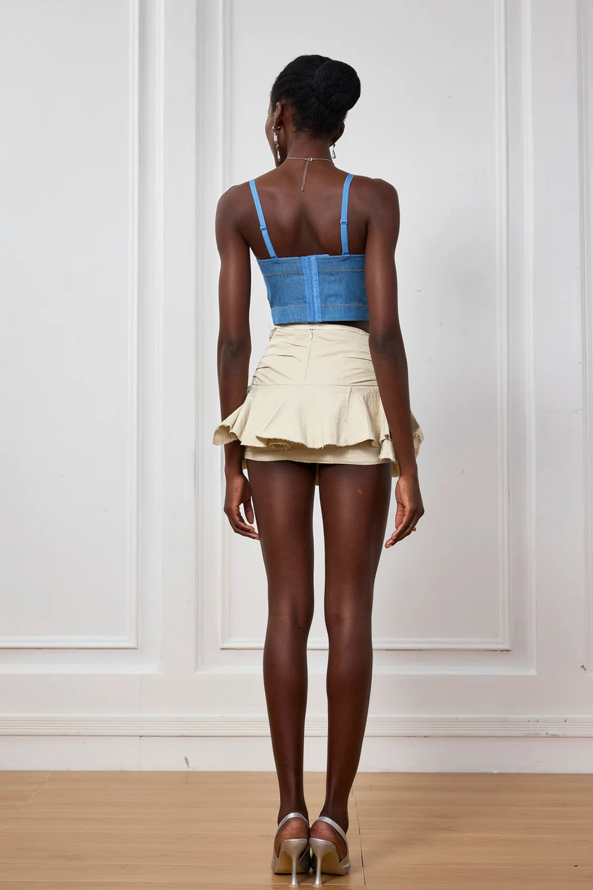 Floral Spaghetti Strap Bodycon Top in Soleil Color