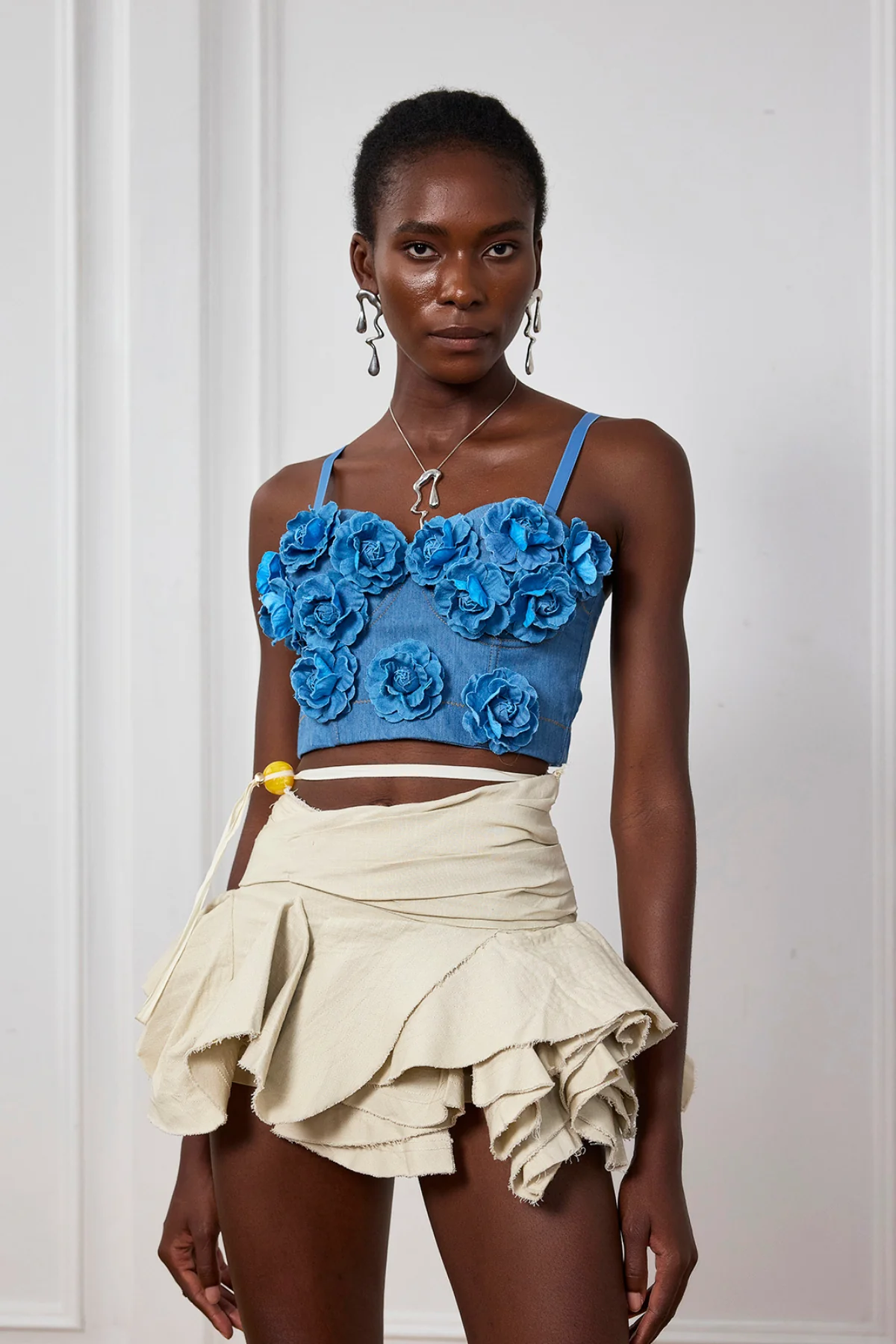 Floral Spaghetti Strap Bodycon Top in Soleil Color