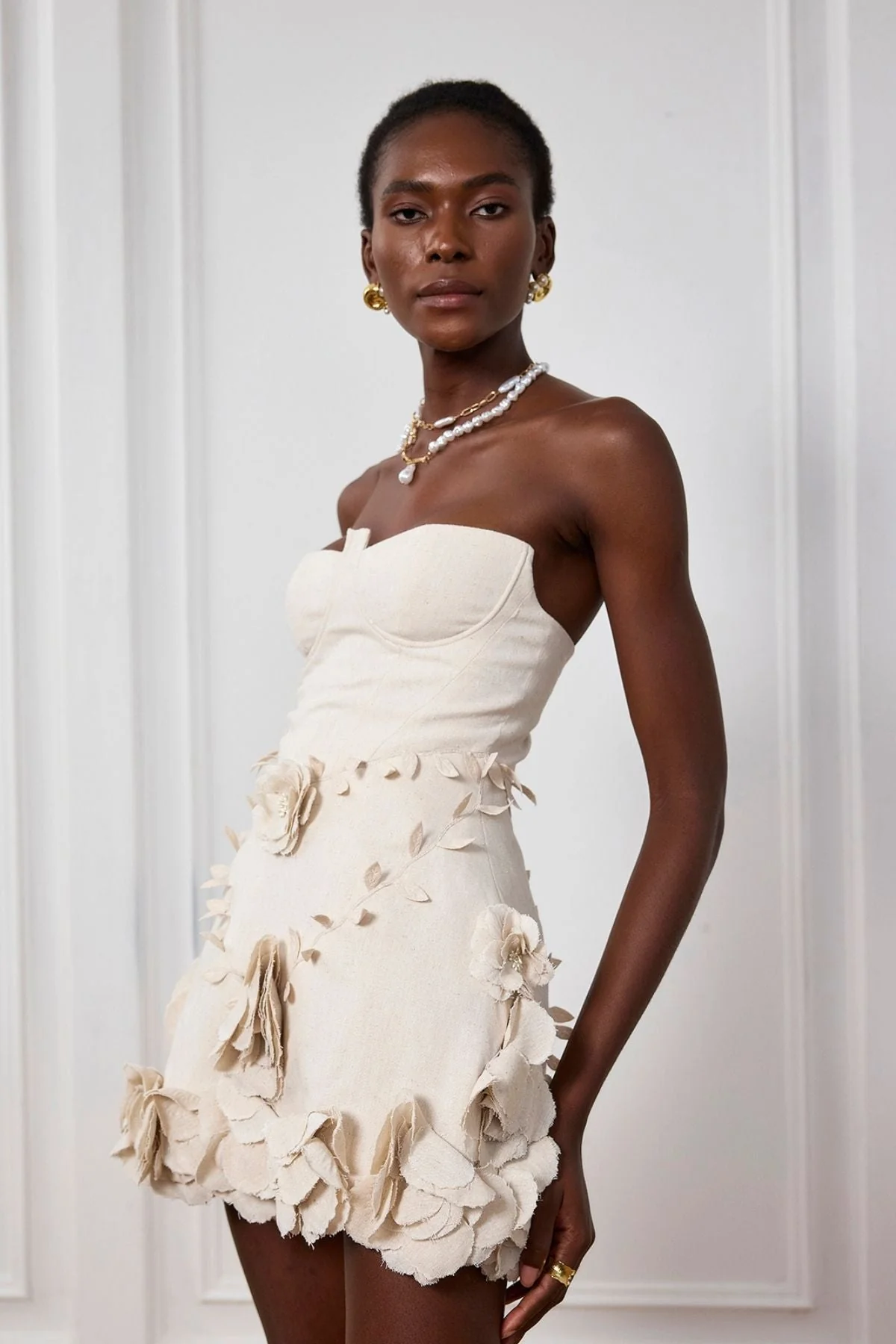 White Floral Corset Off Shoulder Mini Dress