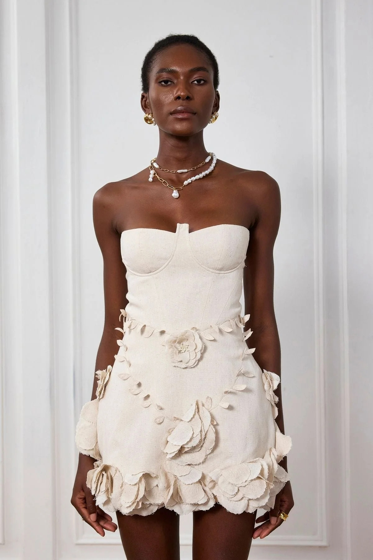 White Floral Corset Off Shoulder Mini Dress